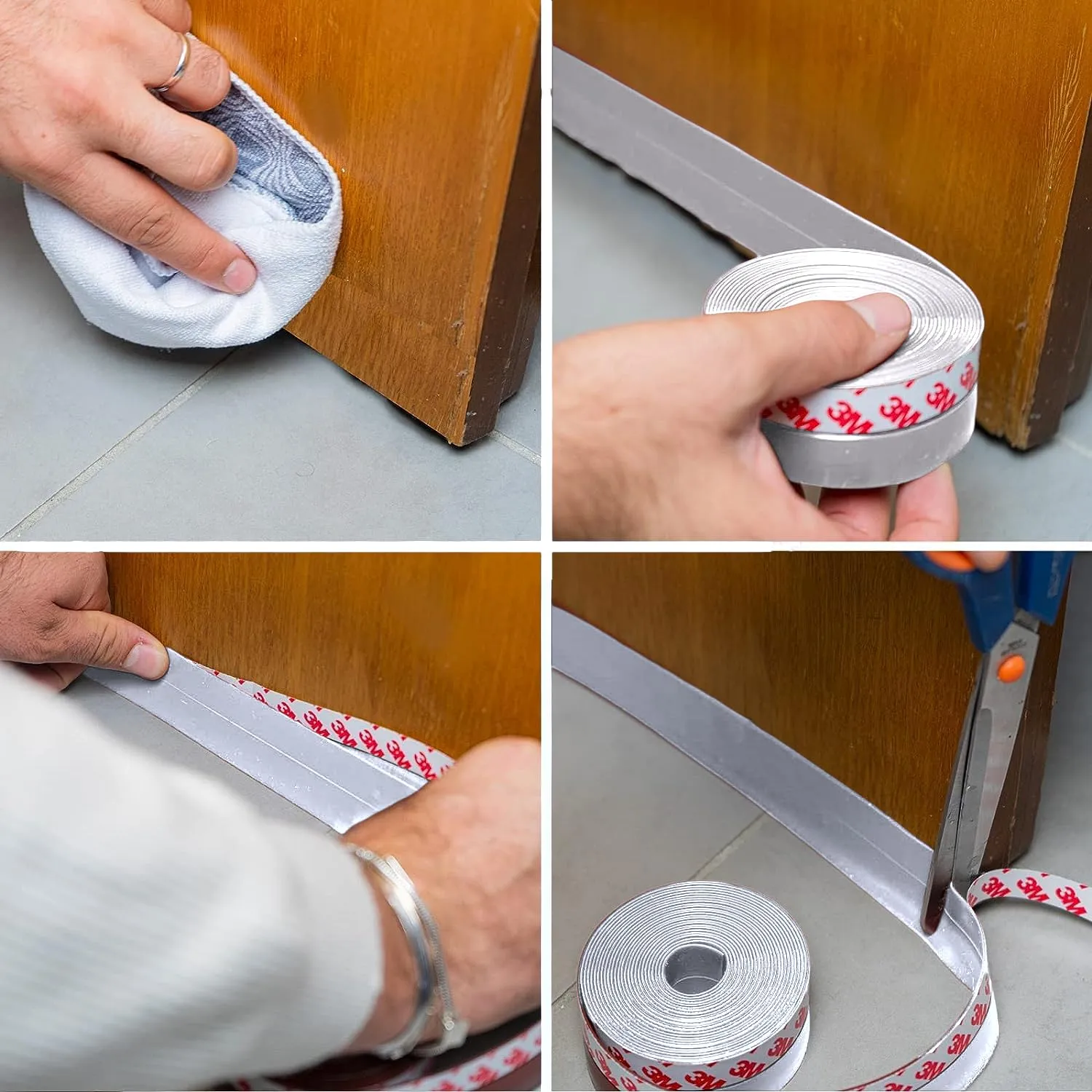 Dpm Tapes Paraspifferi Sottoporta in Silicone con Adesivo 3M, 35 mm x 5 m, Bianco - immagine 4