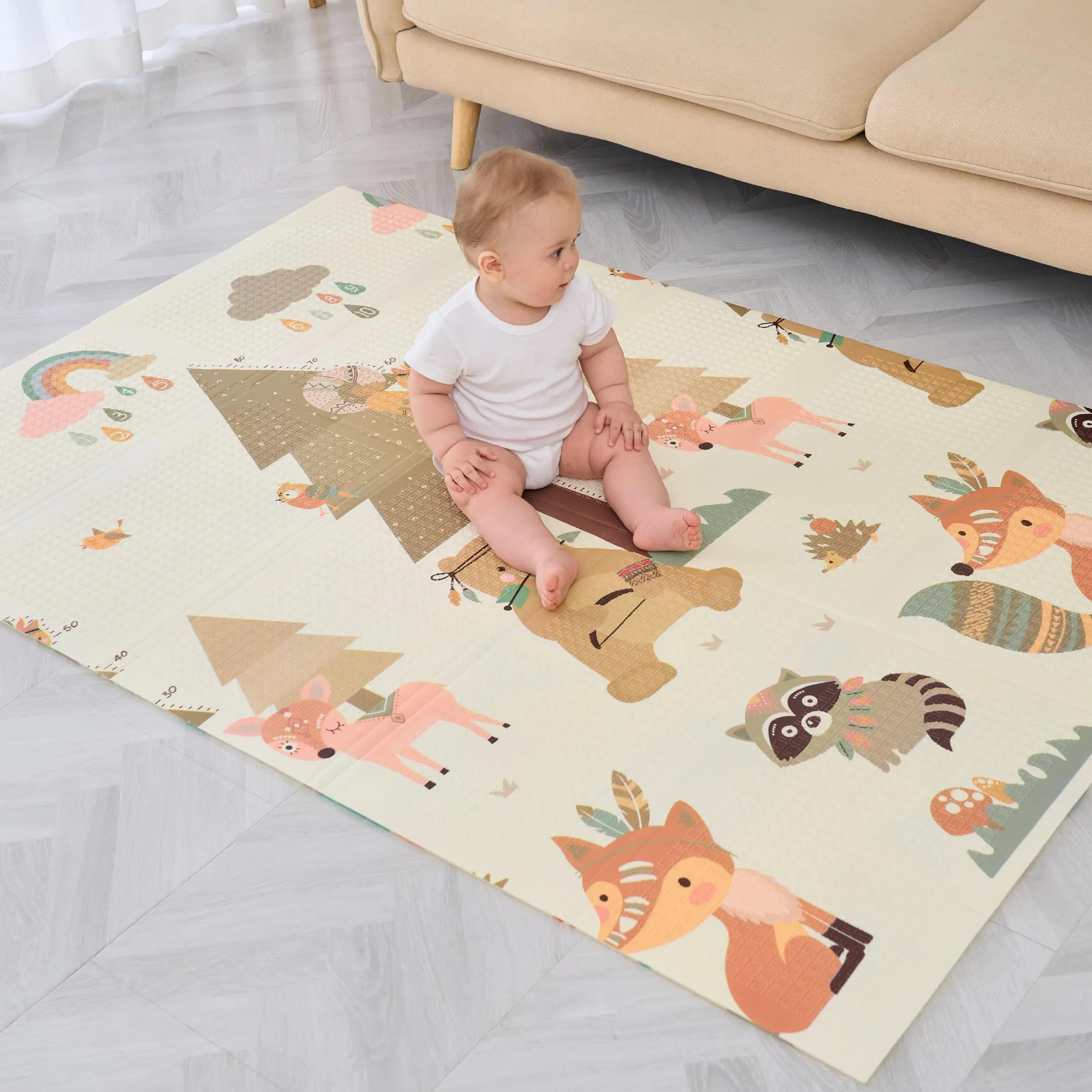 SUPERBE BEBE Tappeto Gioco Bambini Pieghevole 120x180x1cm Montessori Reversibile in Schiuma - immagine 1