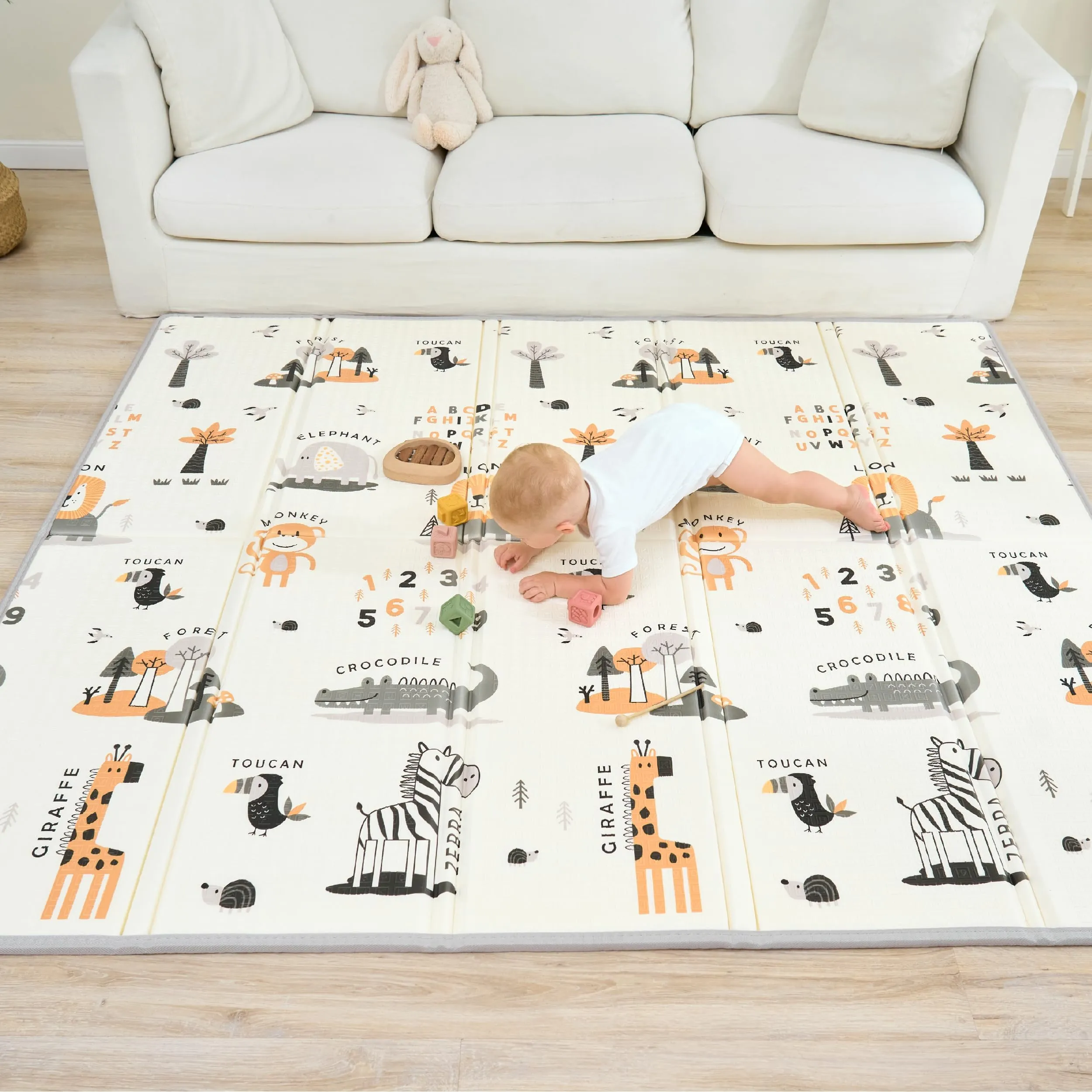 SUPERBE BEBE Tappeto Gioco Bambini Pieghevole 150x180x1cm Montessori Reversibile in Schiuma - immagine 1