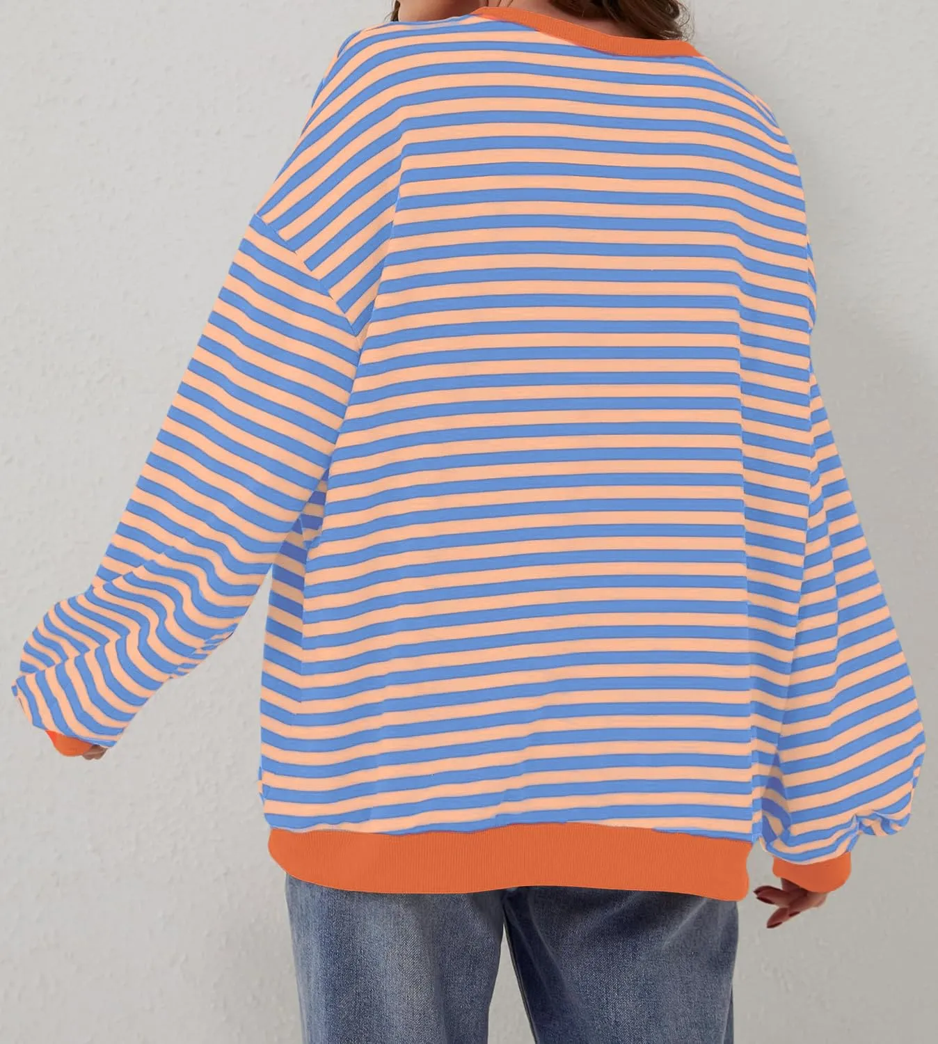 DUOEASE Felpa Donna Oversize a Righe Manica Lunga Top Y2K - immagine 5