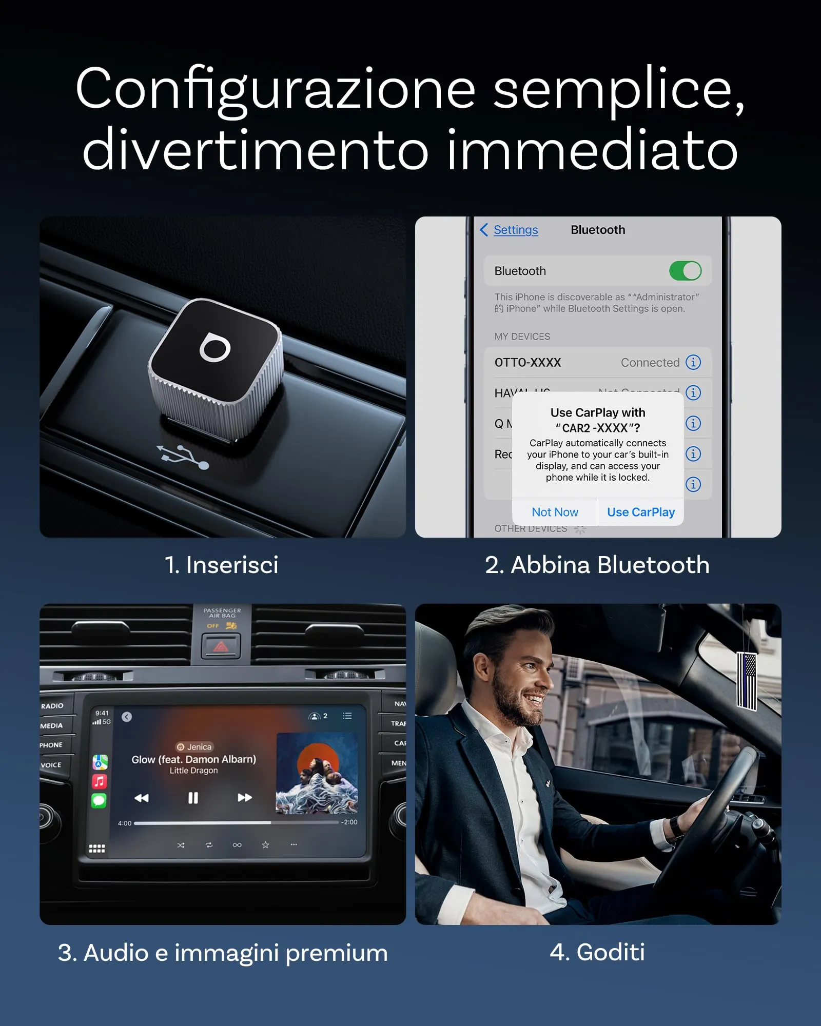 OTTOCAST MINI 3.0 Slim 2026 Wireless CarPlay & Android Auto Adapter - immagine 6