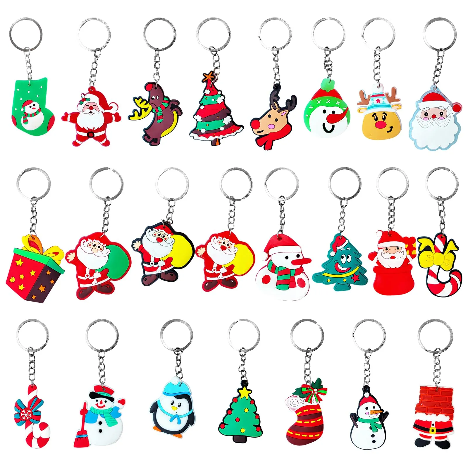 NHDDGR 30 Portachiavi Natalizi in PVC con Ciondoli a Tema Natale - immagine 1