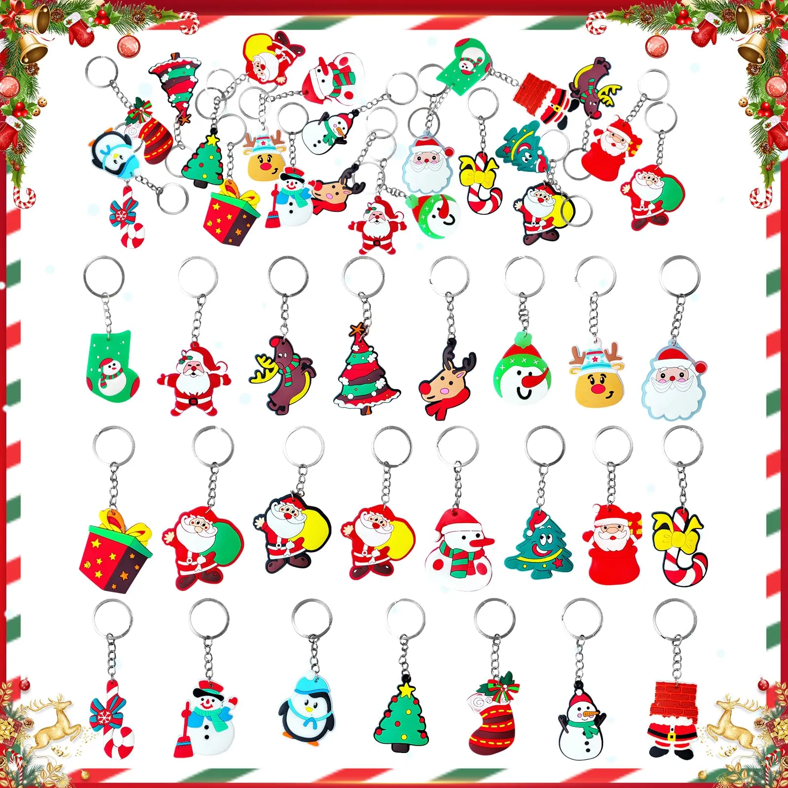 NHDDGR 30 Portachiavi Natalizi in PVC con Ciondoli a Tema Natale - immagine 2