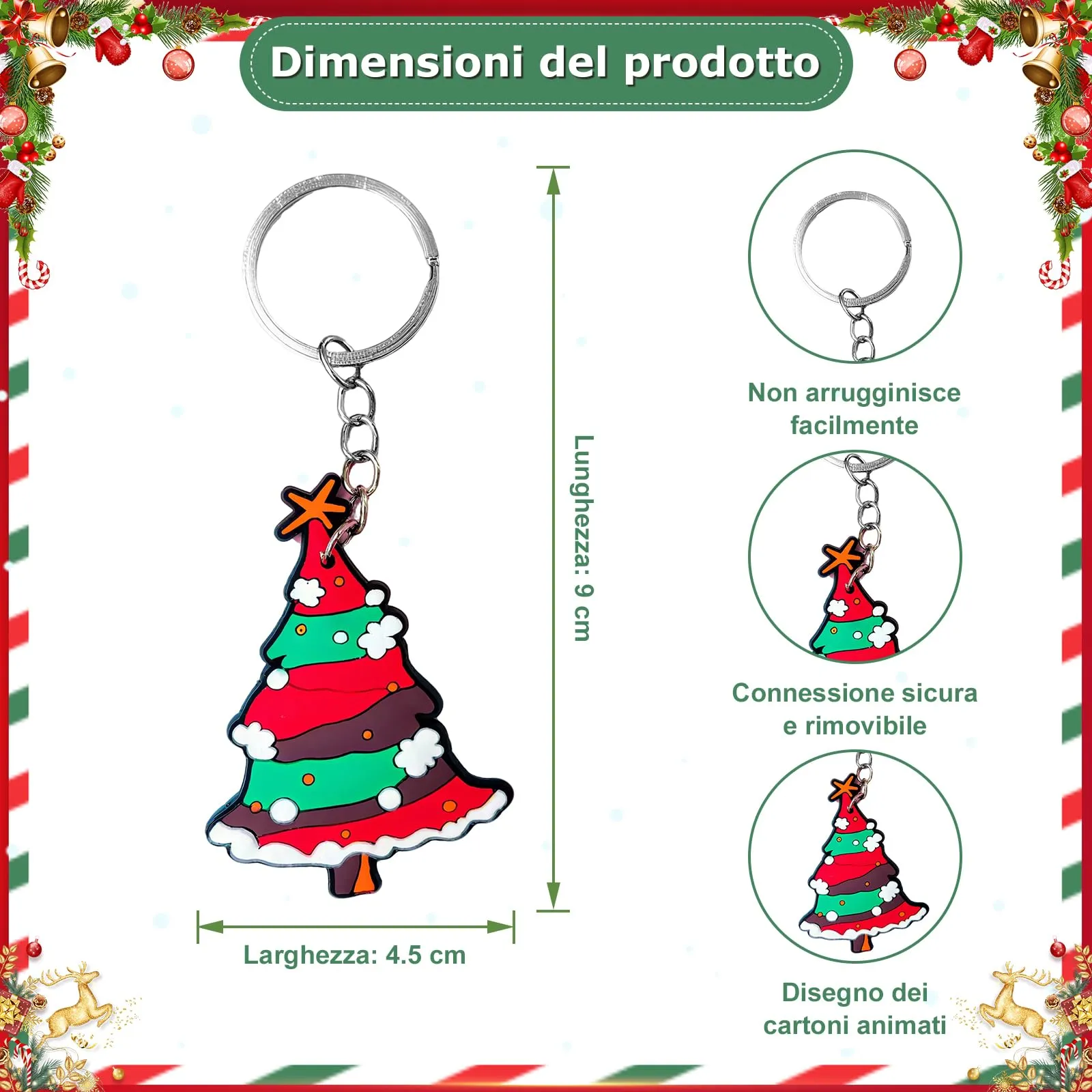 NHDDGR 30 Portachiavi Natalizi in PVC con Ciondoli a Tema Natale - immagine 3