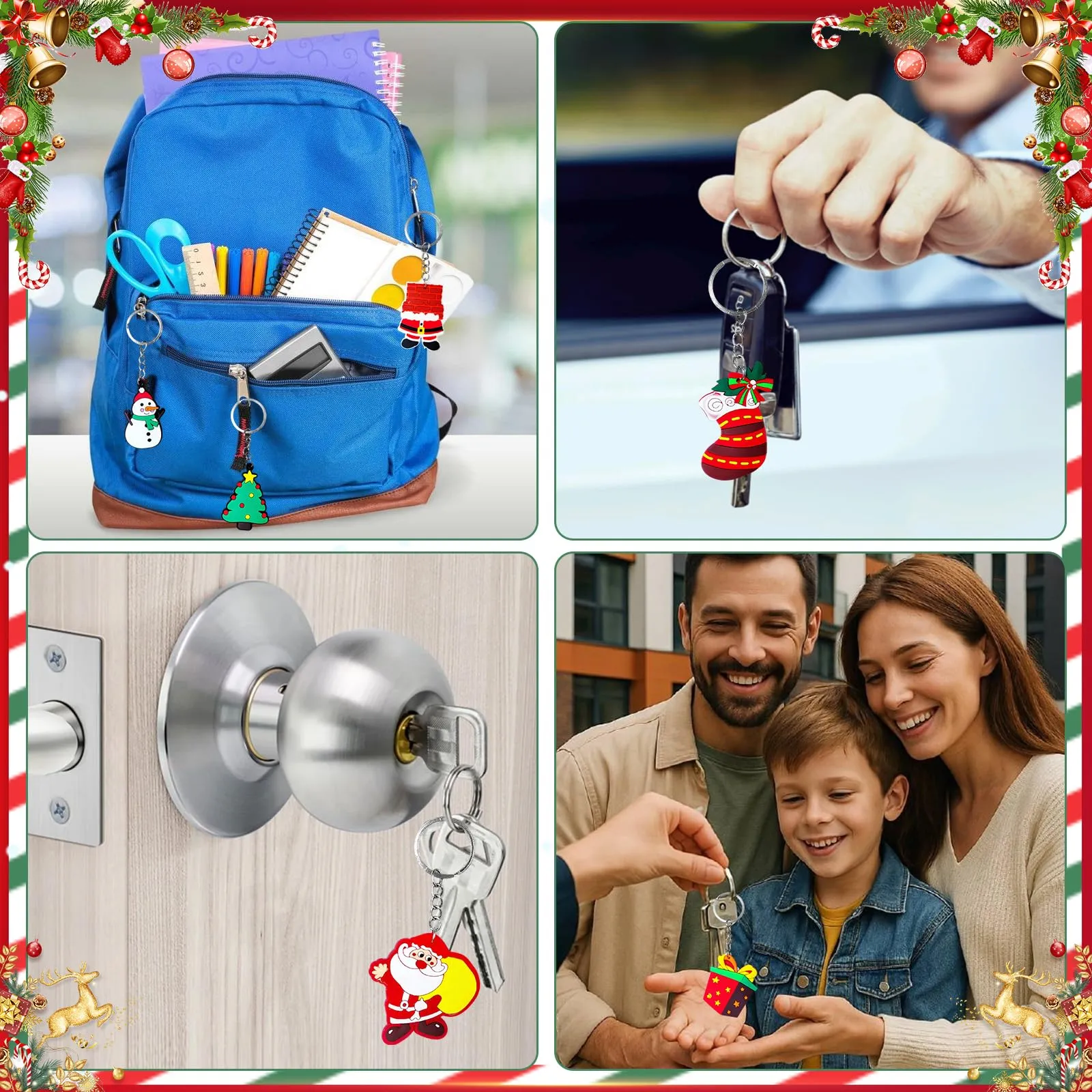 NHDDGR 30 Portachiavi Natalizi in PVC con Ciondoli a Tema Natale - immagine 4