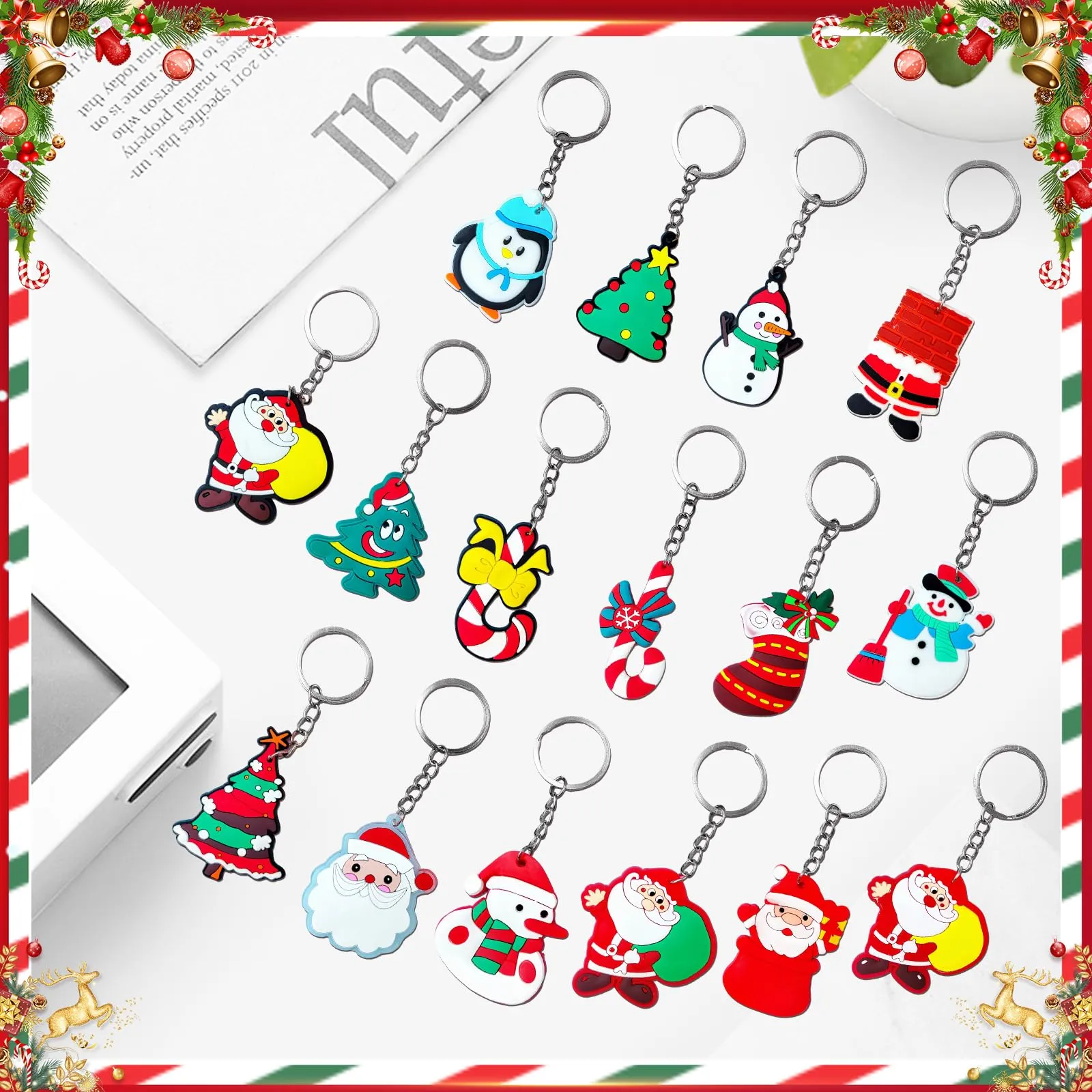 NHDDGR 30 Portachiavi Natalizi in PVC con Ciondoli a Tema Natale - immagine 7