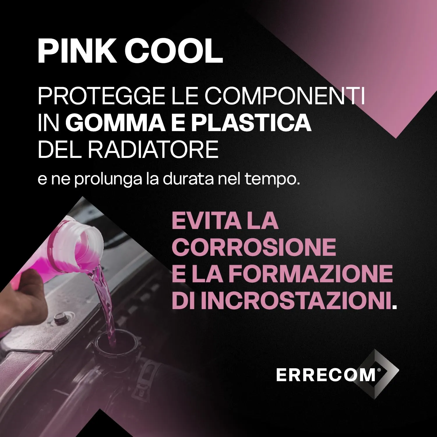 ERRECOM Pink Cool Liquido Radiatore Rosa G12+ G12++ Si-OAT, Pronto all'Uso, 1 Litro - immagine 5