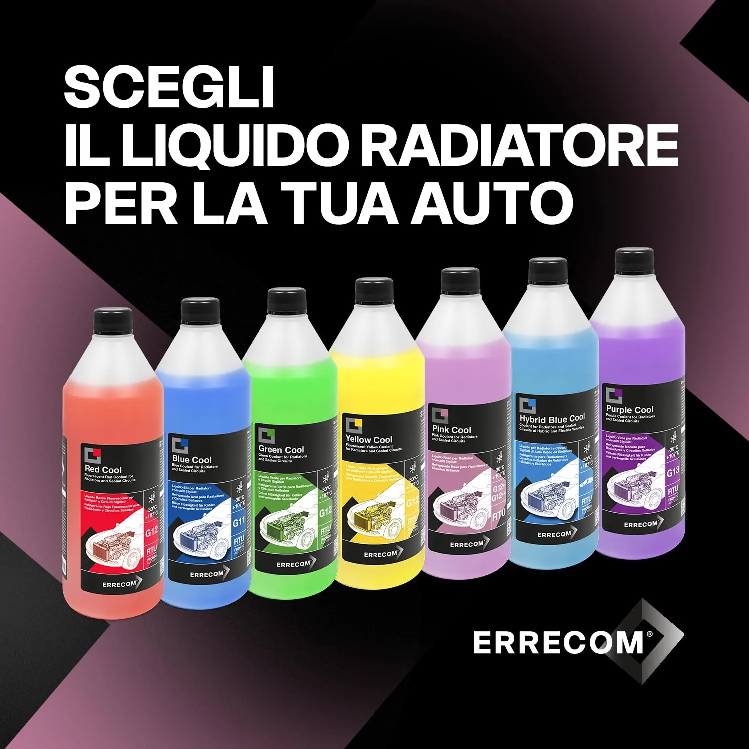 ERRECOM Pink Cool Liquido Radiatore Rosa G12+ G12++ Si-OAT, Pronto all'Uso, 1 Litro - immagine 7