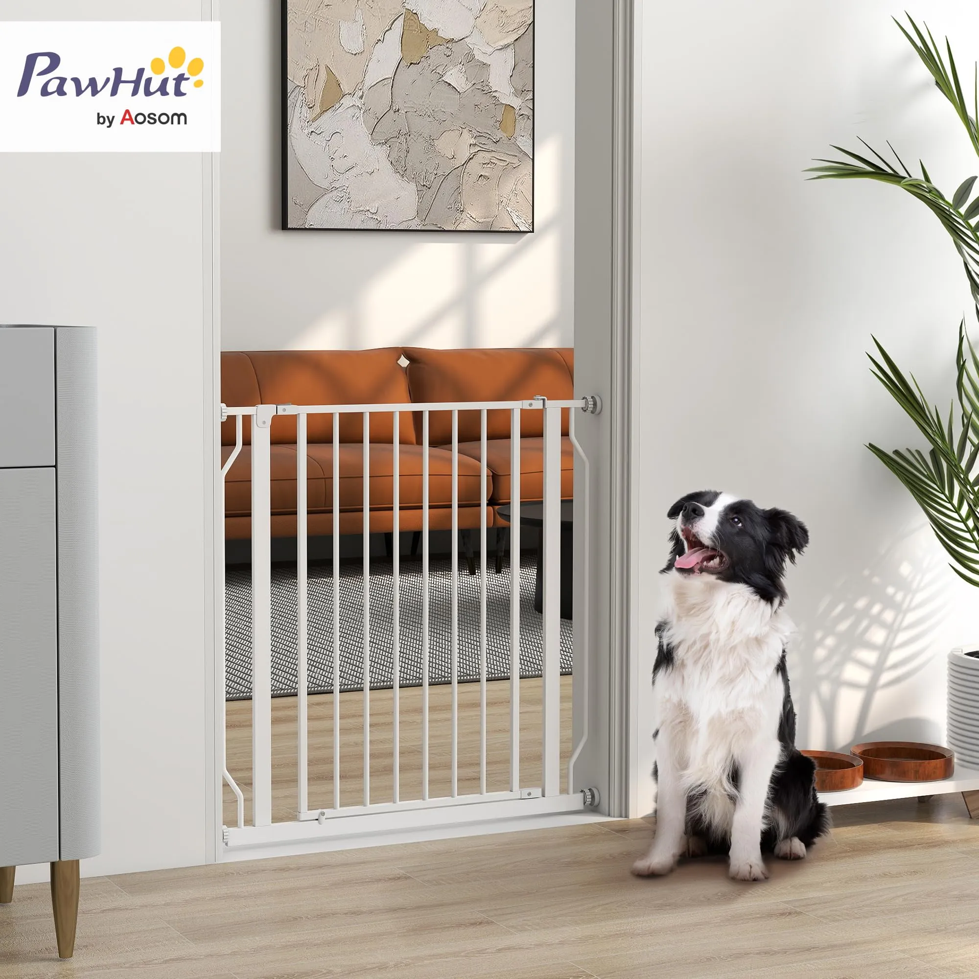 PawHut Cancelletto di Sicurezza per Cani Estensibile 75-85x76 cm Bianco - immagine 2
