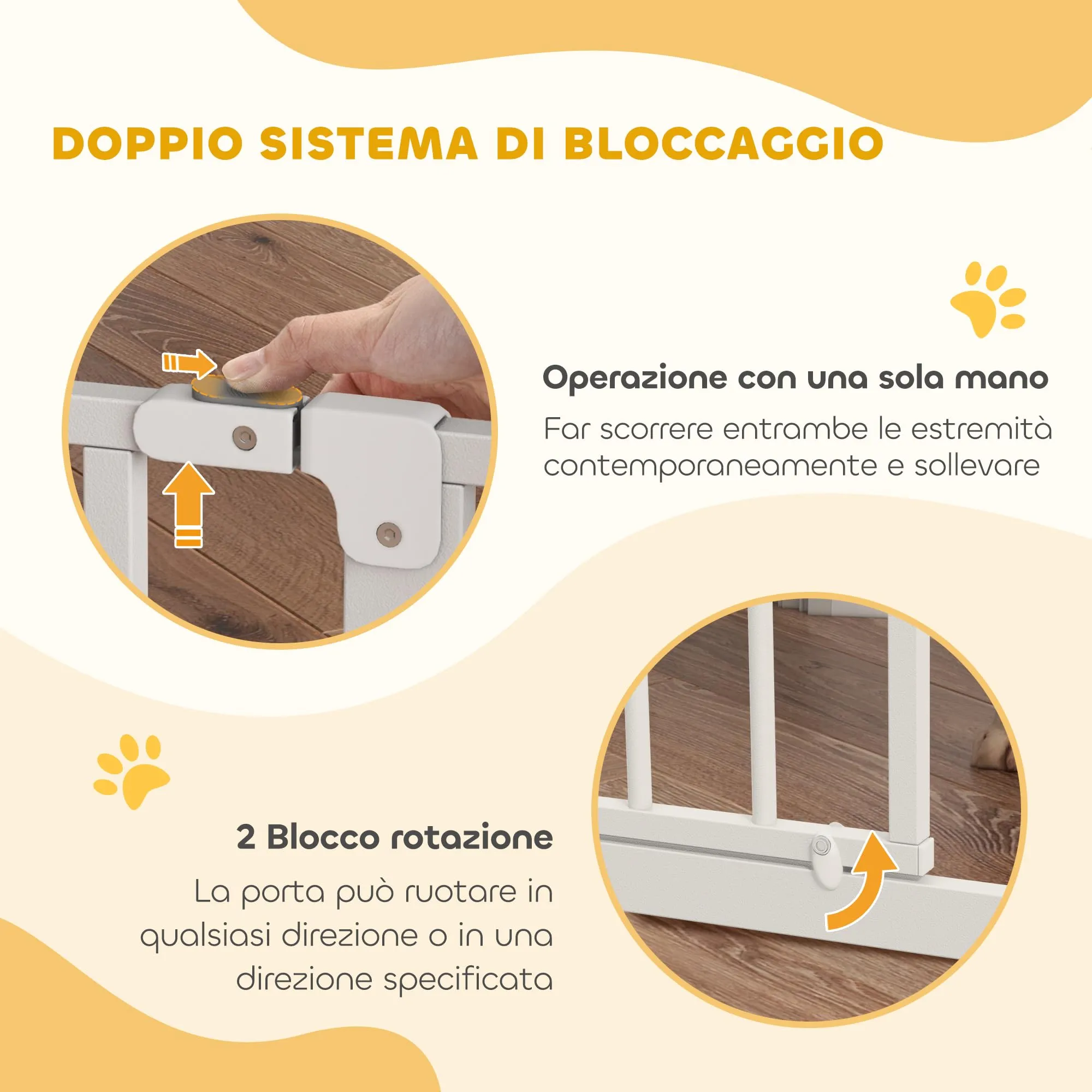 PawHut Cancelletto di Sicurezza per Cani Estensibile 75-85x76 cm Bianco - immagine 5