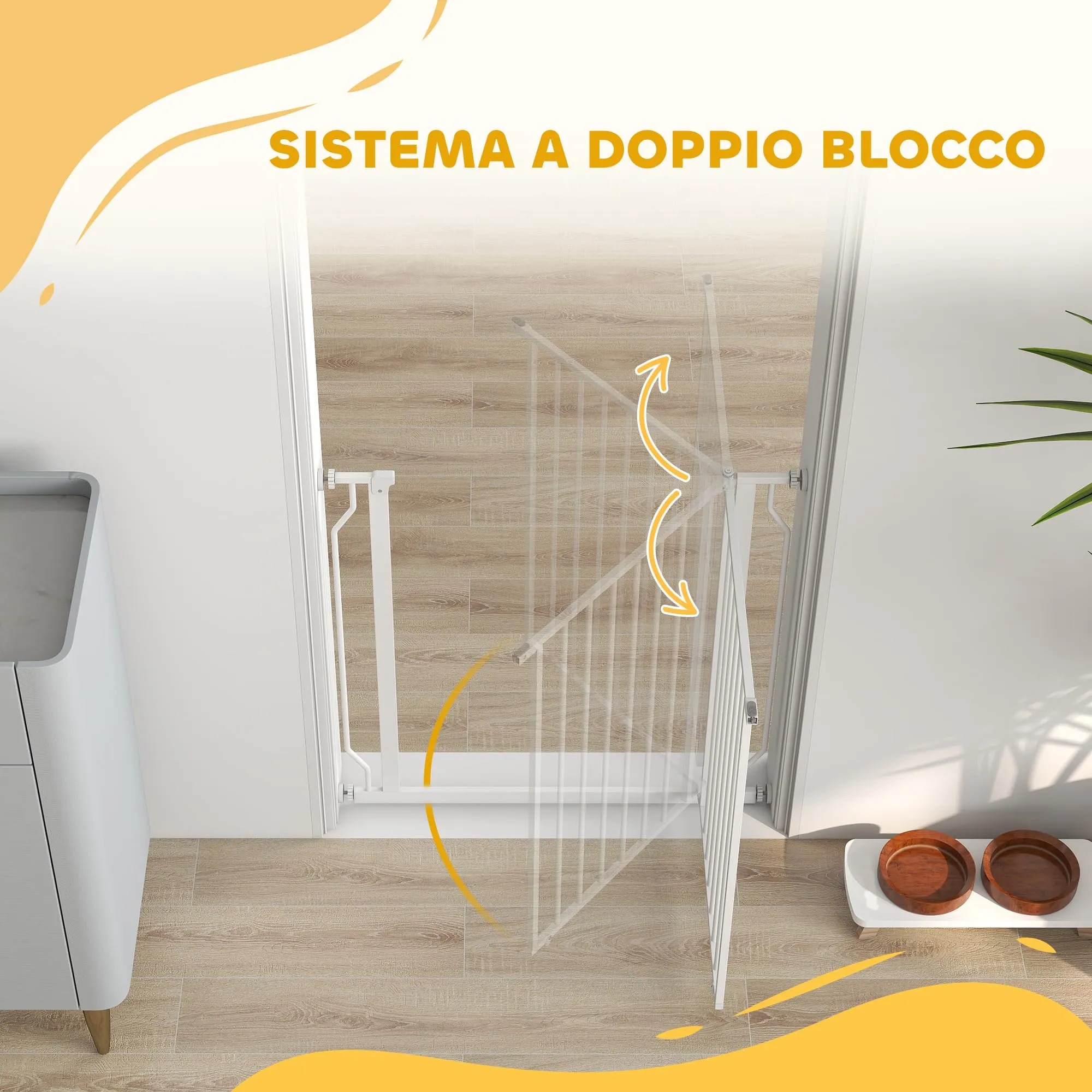 PawHut Cancelletto di Sicurezza per Cani Estensibile 75-85x76 cm Bianco - immagine 8