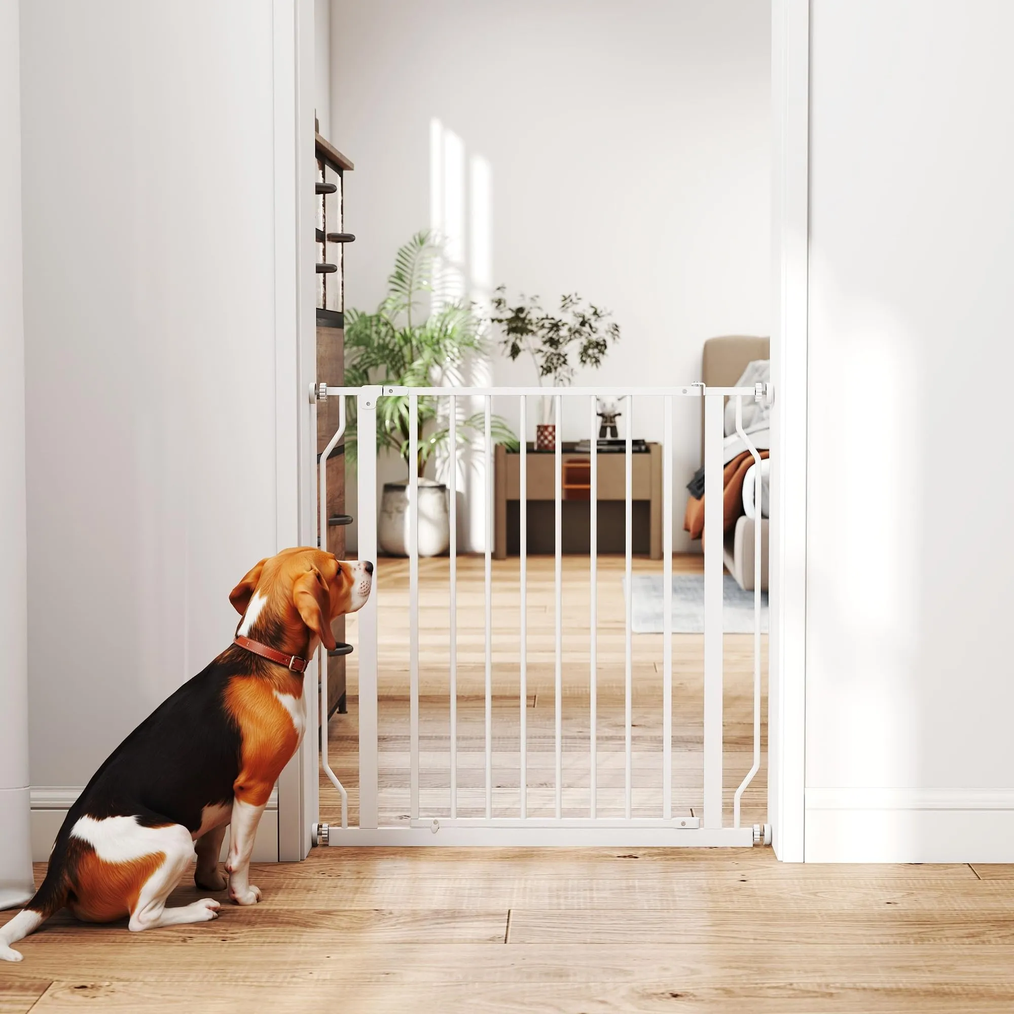 PawHut Cancelletto di Sicurezza per Cani Estensibile 75-85x76 cm Bianco - immagine 9