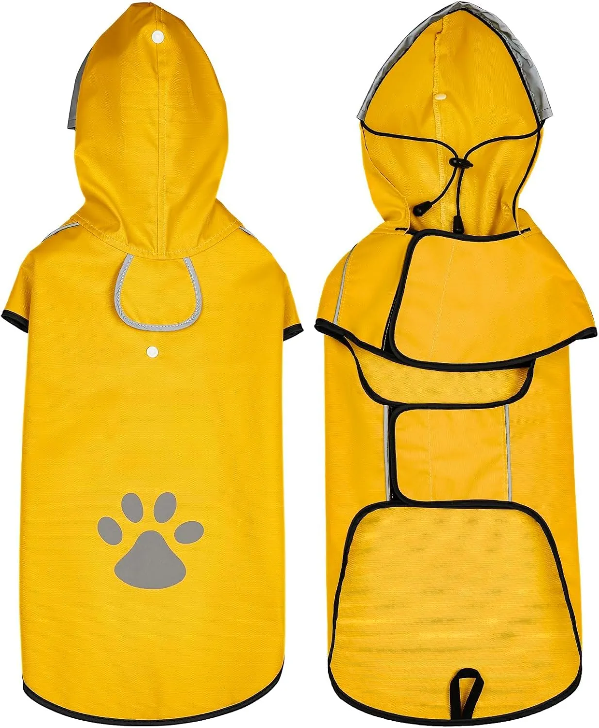 DQGHQME Impermeabile per Cani con Striscia Riflettente e Cappuccio Regolabile, Poncho Antipioggia per Cani Piccoli, Giallo, Taglia S - immagine 2