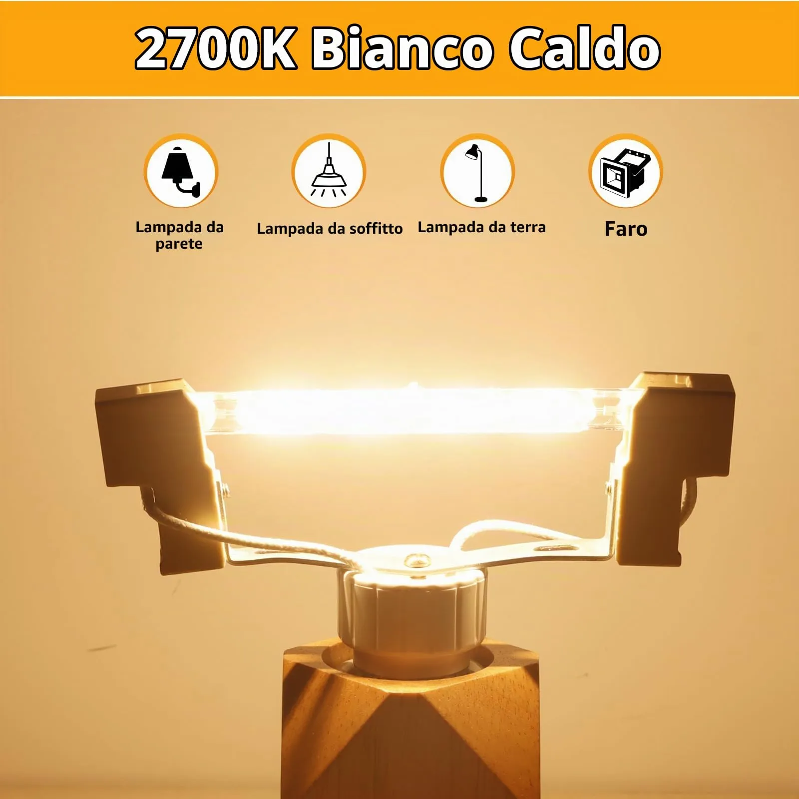 Caldarax Lampadina Alogena R7s 118mm 150W, 230V, 2250LM, Bianco Caldo 2700K, Dimmerabile, 6 Pezzi - immagine 4