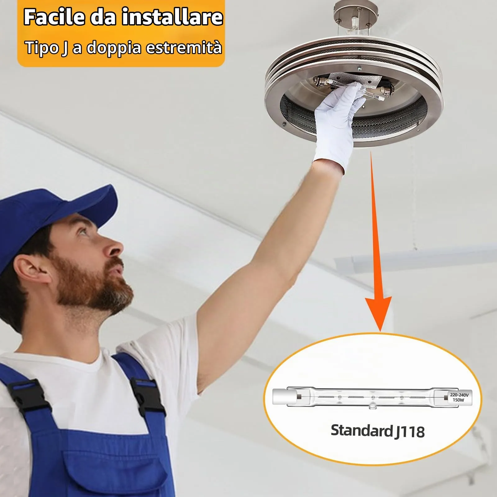 Caldarax Lampadina Alogena R7s 118mm 150W, 230V, 2250LM, Bianco Caldo 2700K, Dimmerabile, 6 Pezzi - immagine 7