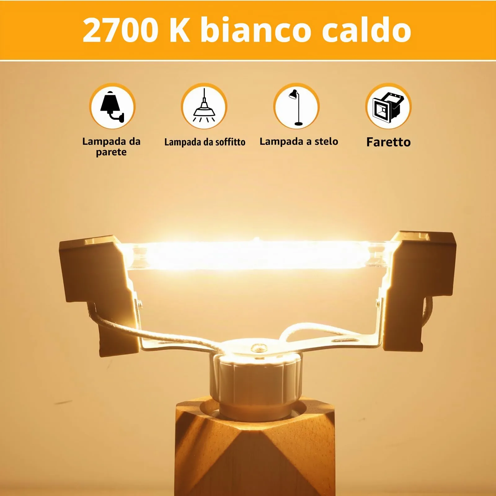Caldarax Lampadine Alogene R7s 118mm 100W Dimmerabili, 230V, 1500LM, Bianco Caldo 2700K, 6 Pezzi - immagine 4