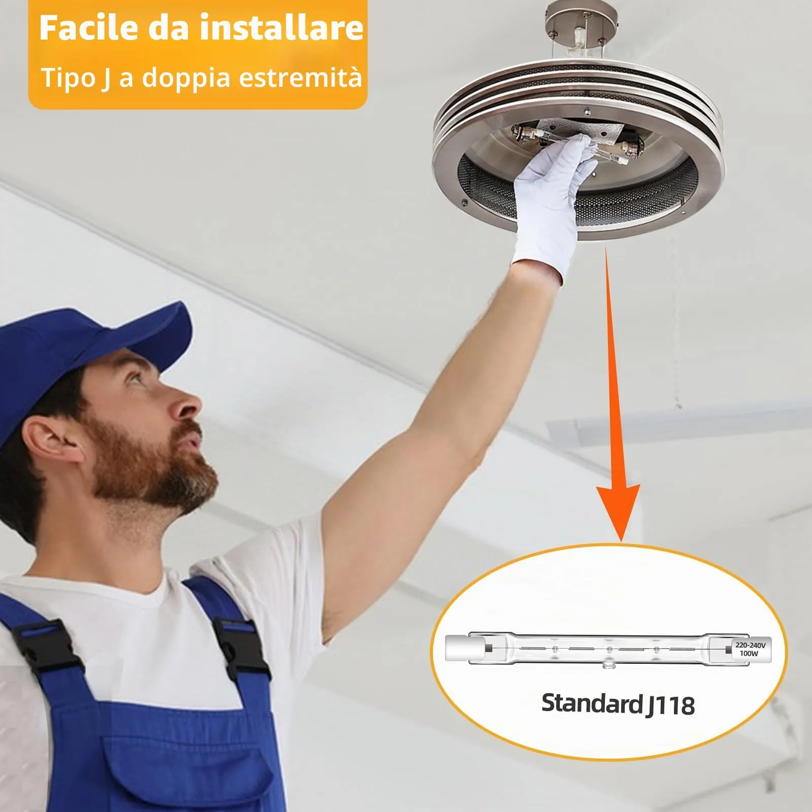 Caldarax Lampadine Alogene R7s 118mm 100W Dimmerabili, 230V, 1500LM, Bianco Caldo 2700K, 6 Pezzi - immagine 7