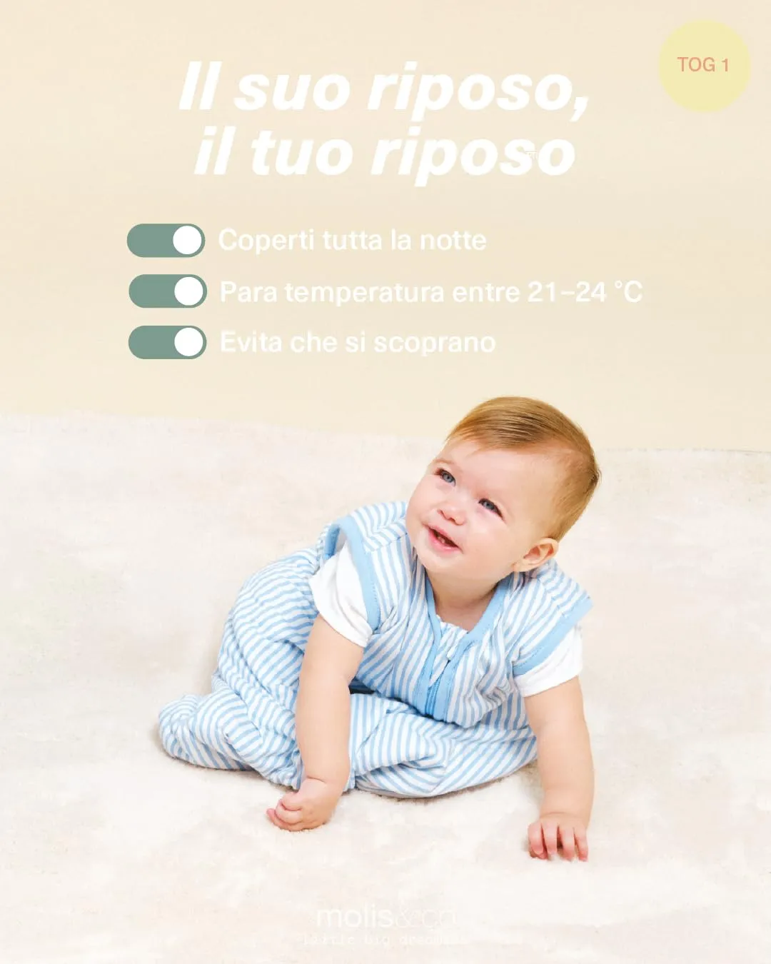 molis & co Sacco Nanna 1 TOG per Neonato 0 mesi, 100% Cotone Oeko-Tex, Sailor Blue - immagine 5