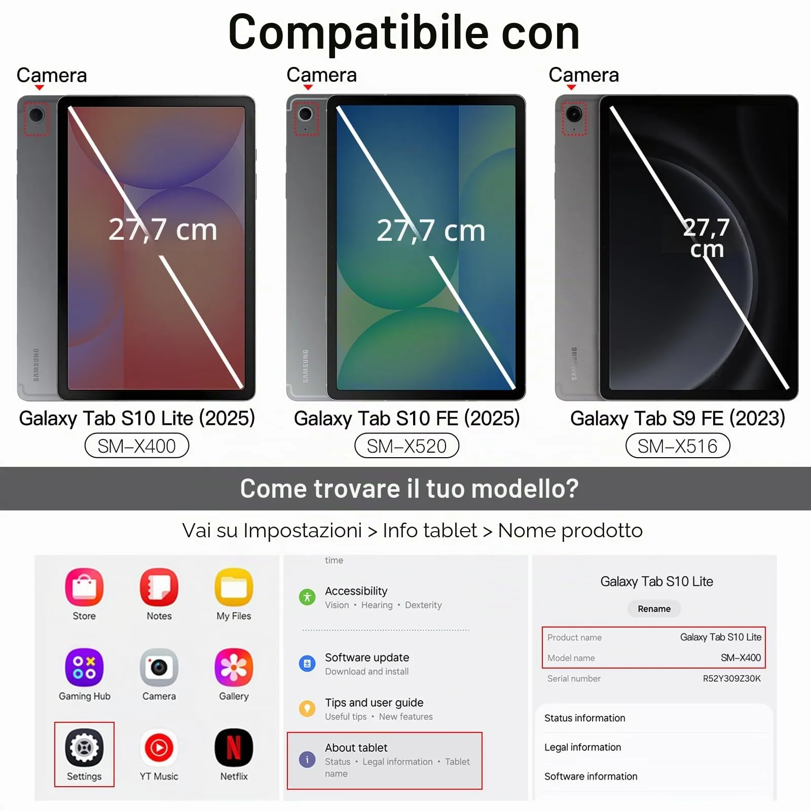 JETech Custodia per Samsung Galaxy Tab S10 Lite / S10 FE / S9 FE 10,9", Rosa - immagine 2