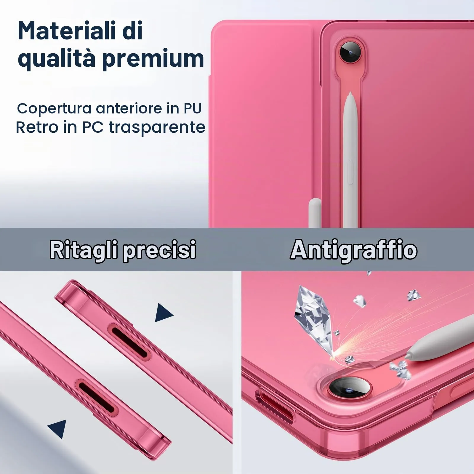 JETech Custodia per Samsung Galaxy Tab S10 Lite / S10 FE / S9 FE 10,9", Rosa - immagine 3