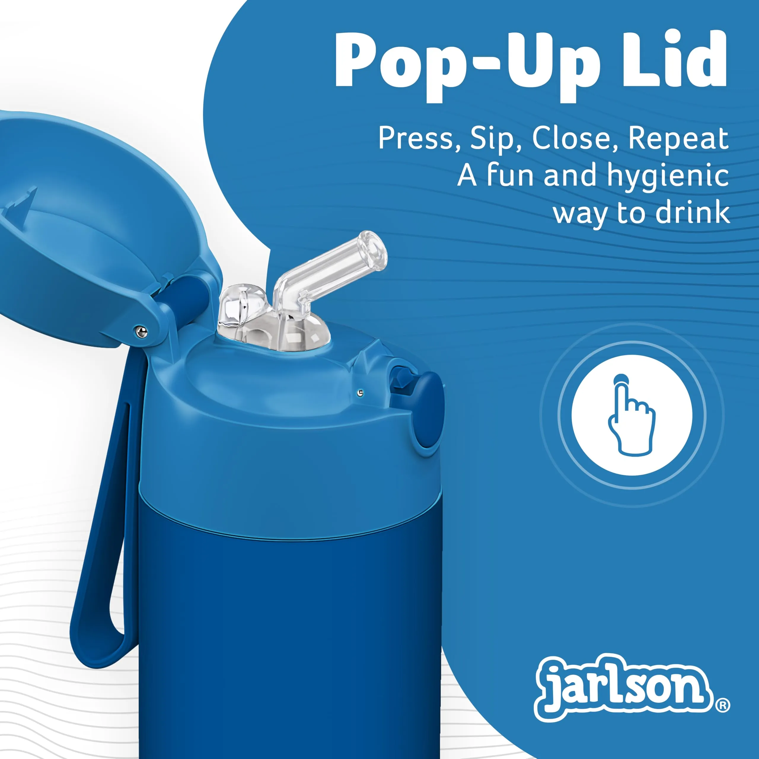 Jarlson Borraccia Termica Bambini CHARLI 500ml con Cannuccia in Acciaio Inox - Blu - immagine 4