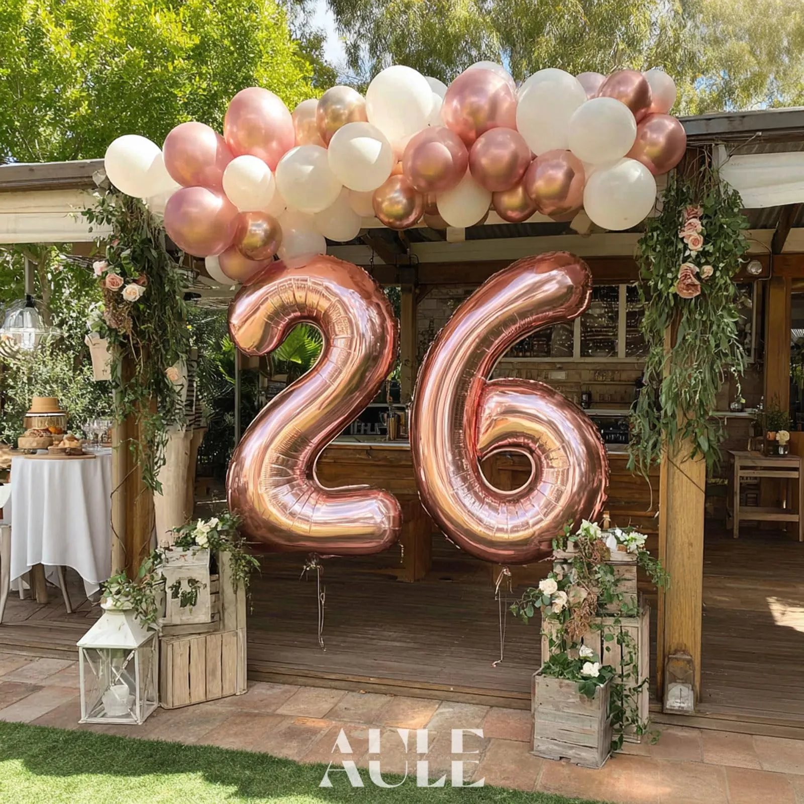 AULE Palloncino Numero 26 Rosa Gold, 101 cm, Mylar Foil - immagine 2