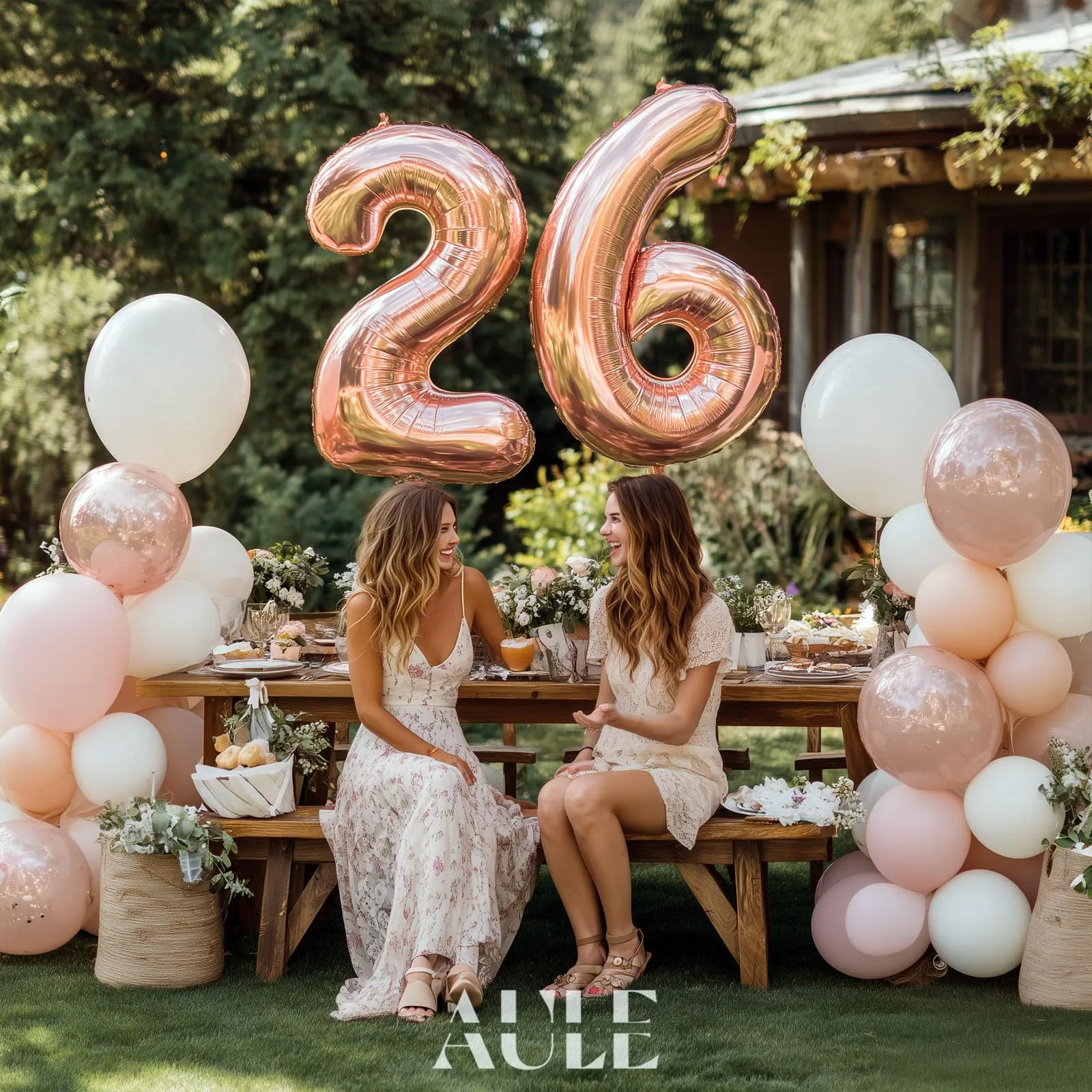 AULE Palloncino Numero 26 Rosa Gold, 101 cm, Mylar Foil - immagine 4