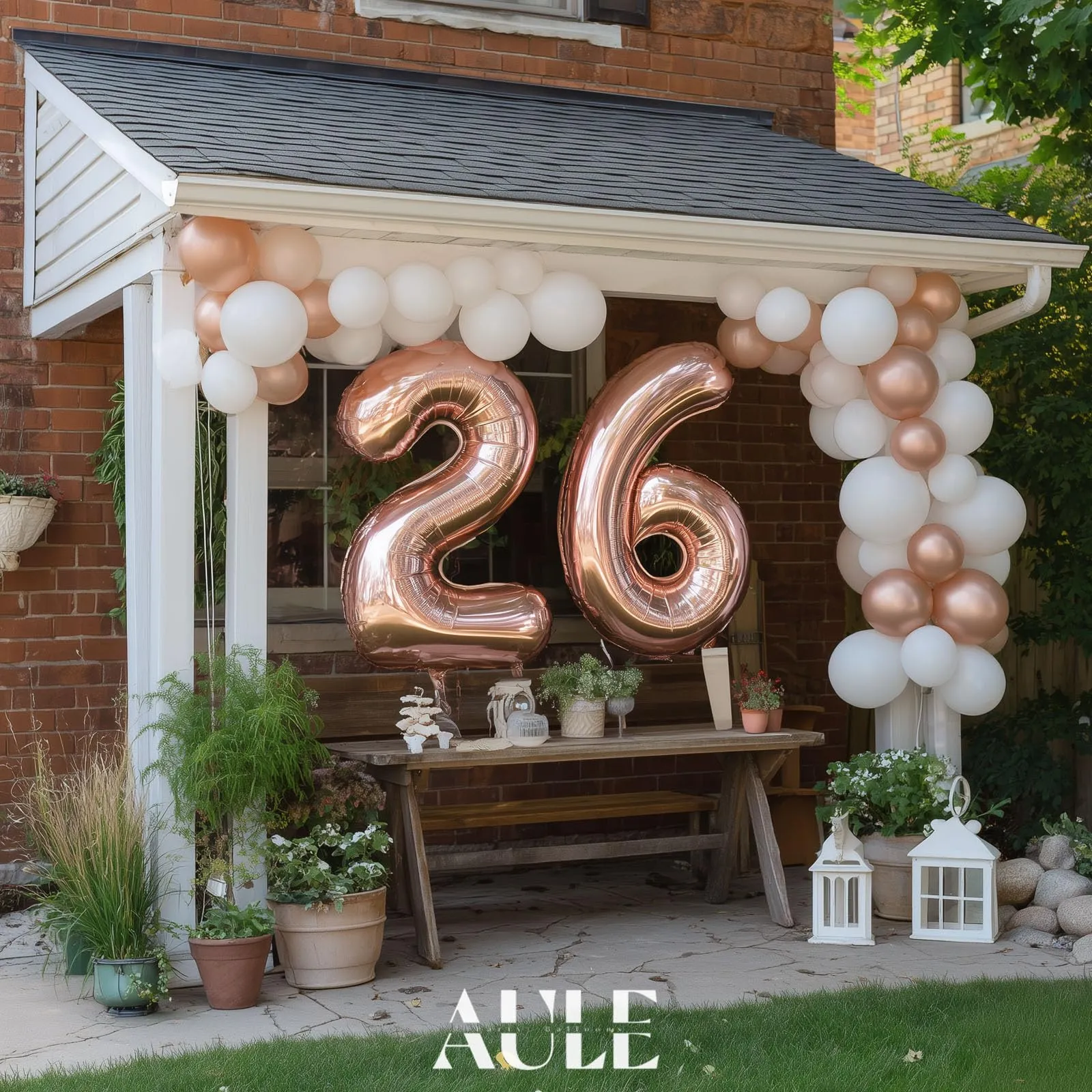 AULE Palloncino Numero 26 Rosa Gold, 101 cm, Mylar Foil - immagine 5