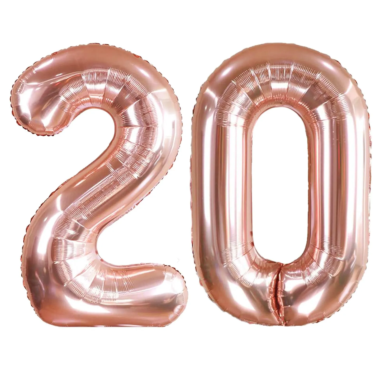 AULE Palloncini Numero 20 Rosa Gold, 101 cm, Mylar Foil - immagine 1