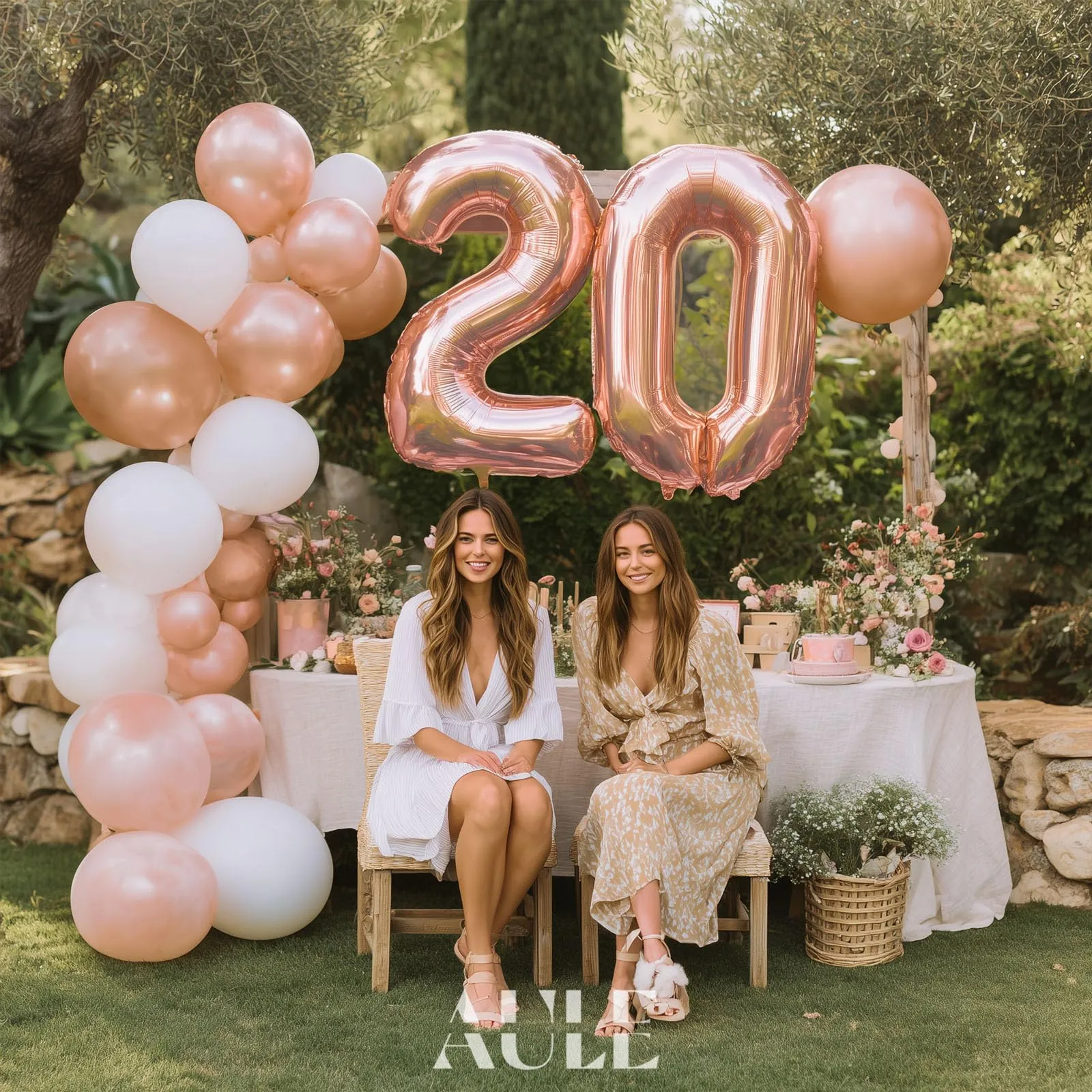 AULE Palloncini Numero 20 Rosa Gold, 101 cm, Mylar Foil - immagine 4