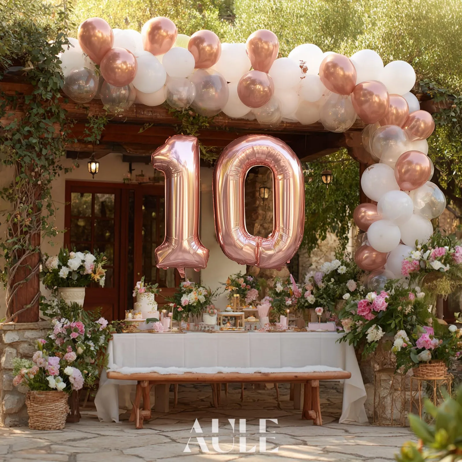 AULE Palloncino Numero 10 Rosa Gold, 101 cm, Mylar Foil - immagine 2