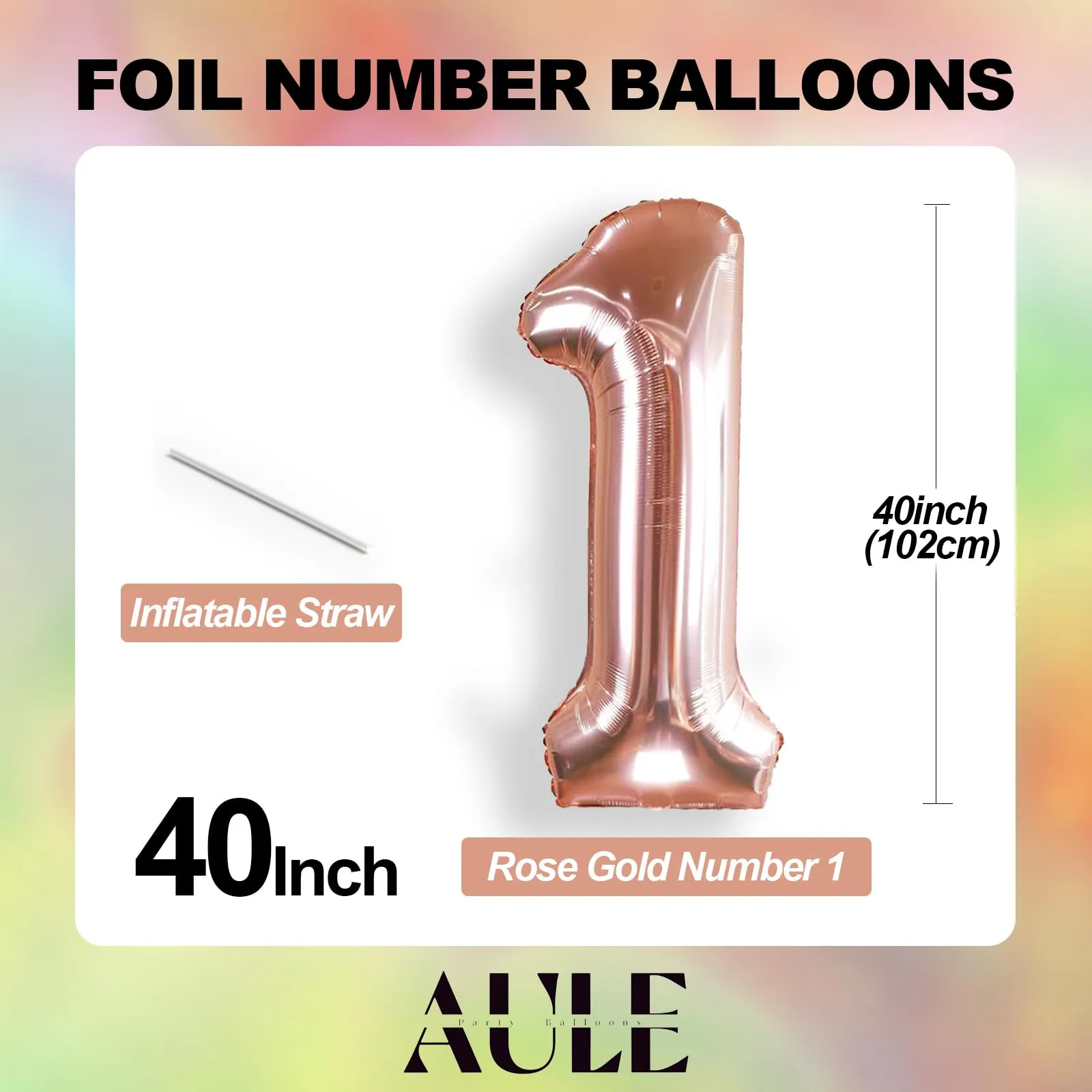 AULE Palloncino Numero 10 Rosa Gold, 101 cm, Mylar Foil - immagine 3