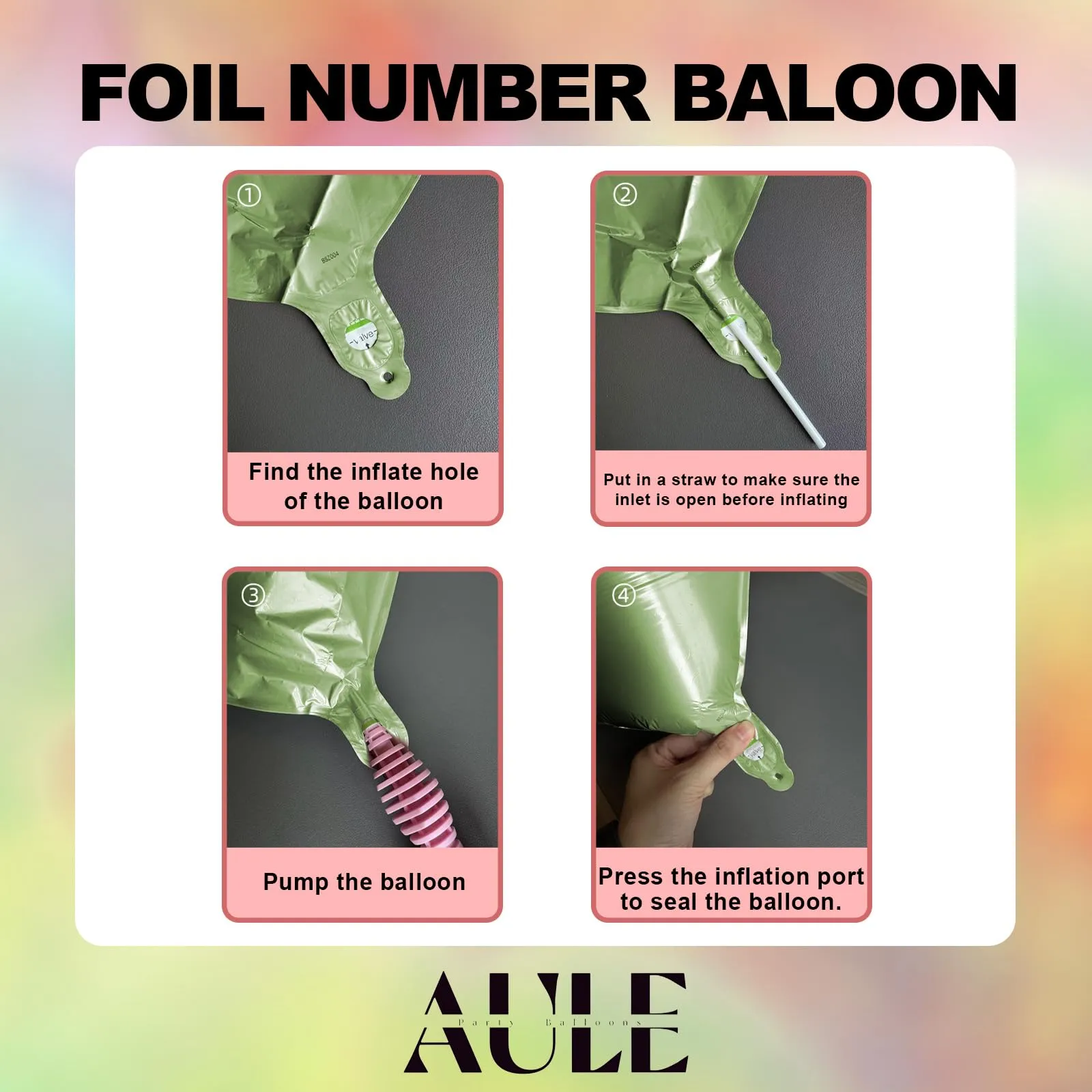 AULE Palloncino Numero 6 Verde Salvia, 101 cm - immagine 6