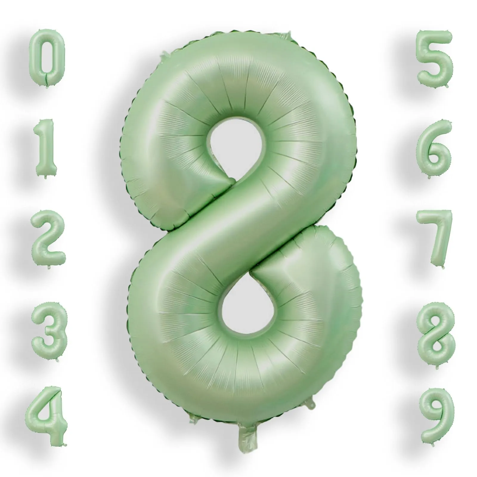 AULE Palloncino Numero 8 Verde Salvia, 101 cm - immagine 1