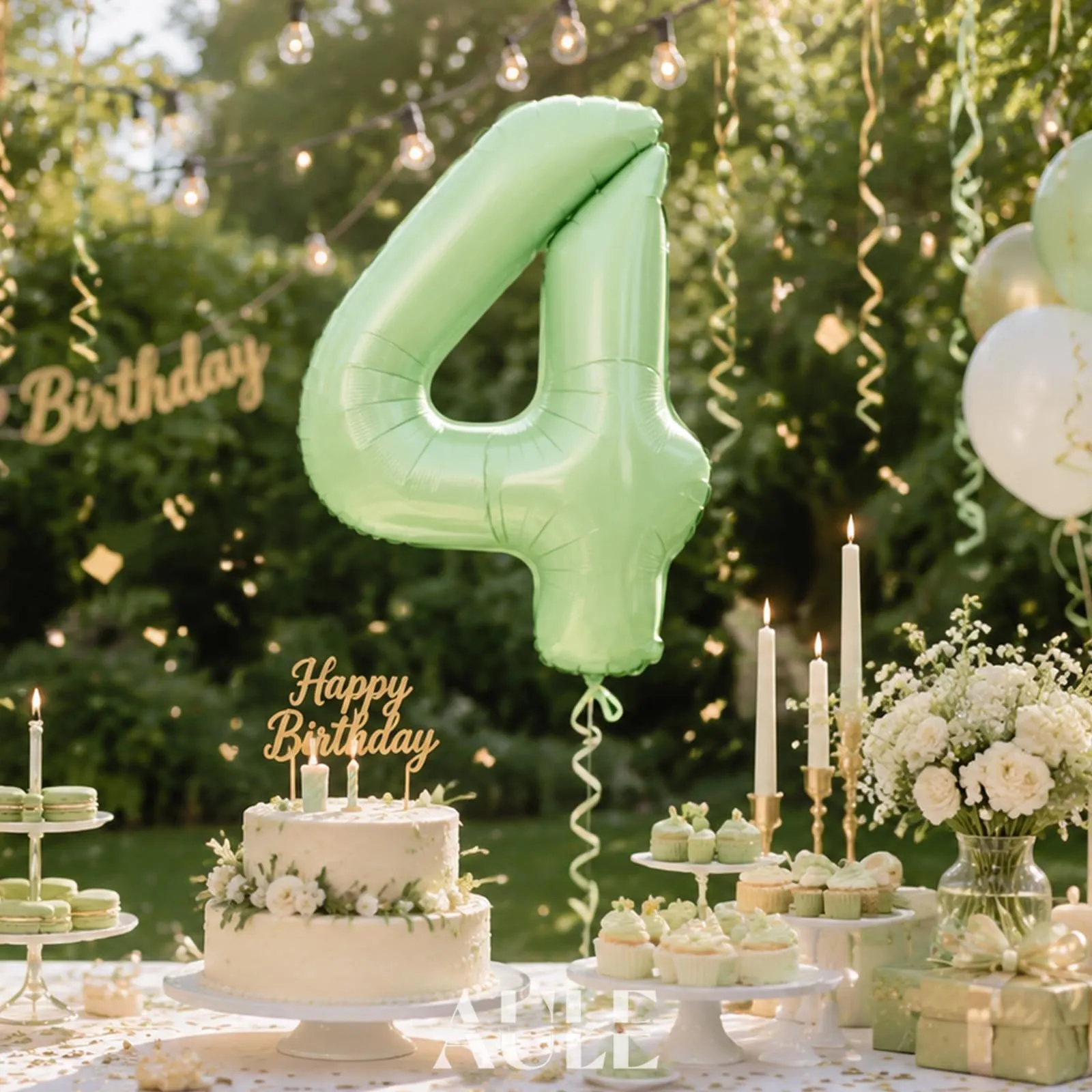 AULE Palloncino Numero 4 Verde Salvia 101 cm - immagine 2