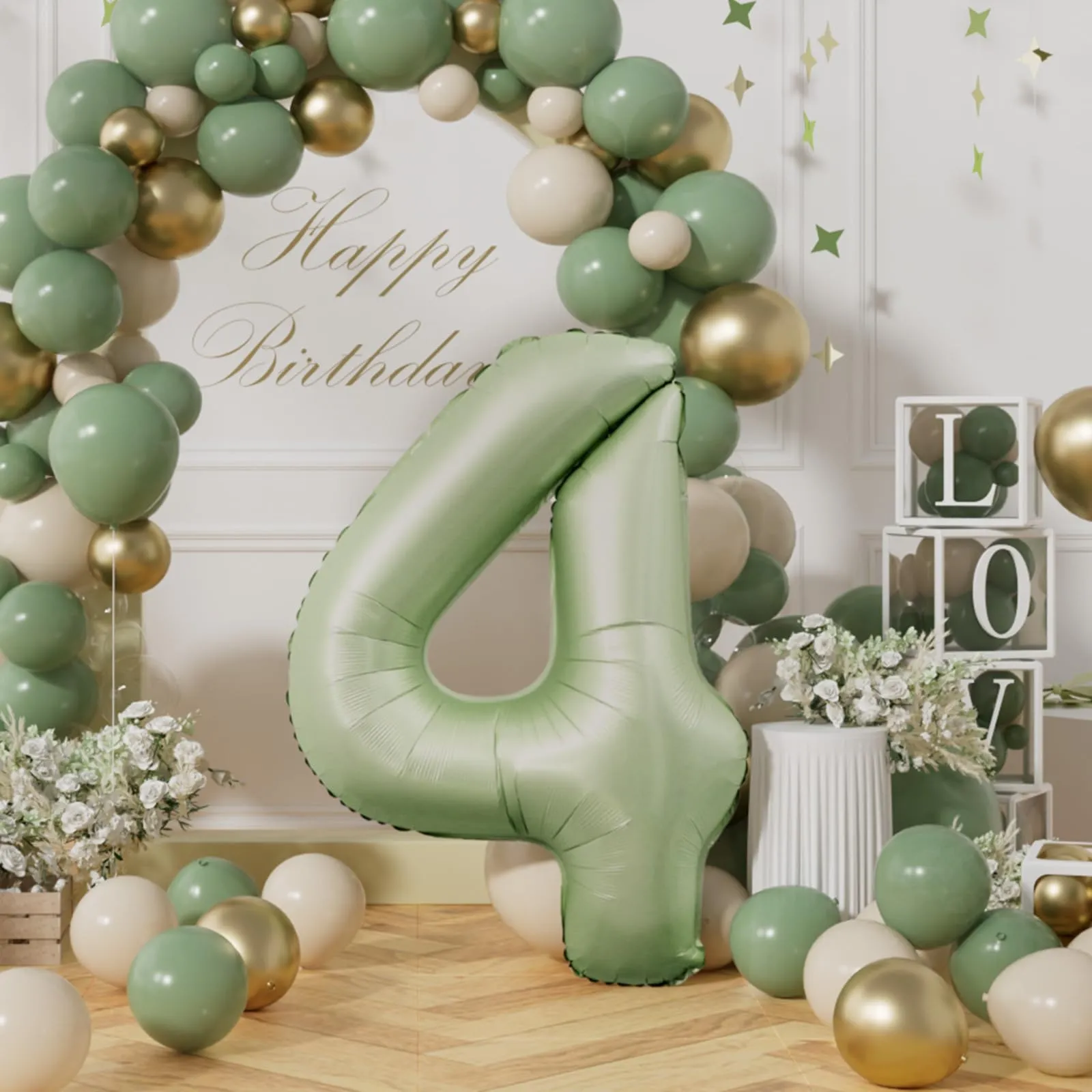 AULE Palloncino Numero 4 Verde Salvia 101 cm - immagine 3