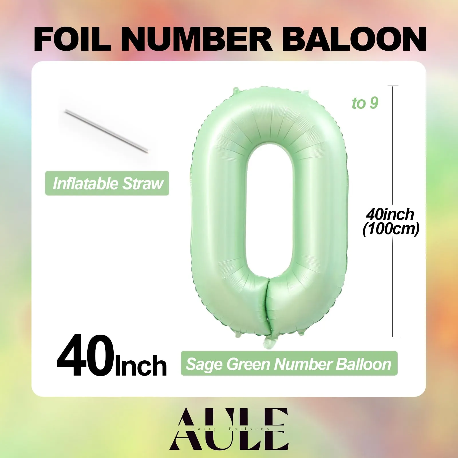 AULE Palloncino Numero 4 Verde Salvia 101 cm - immagine 4