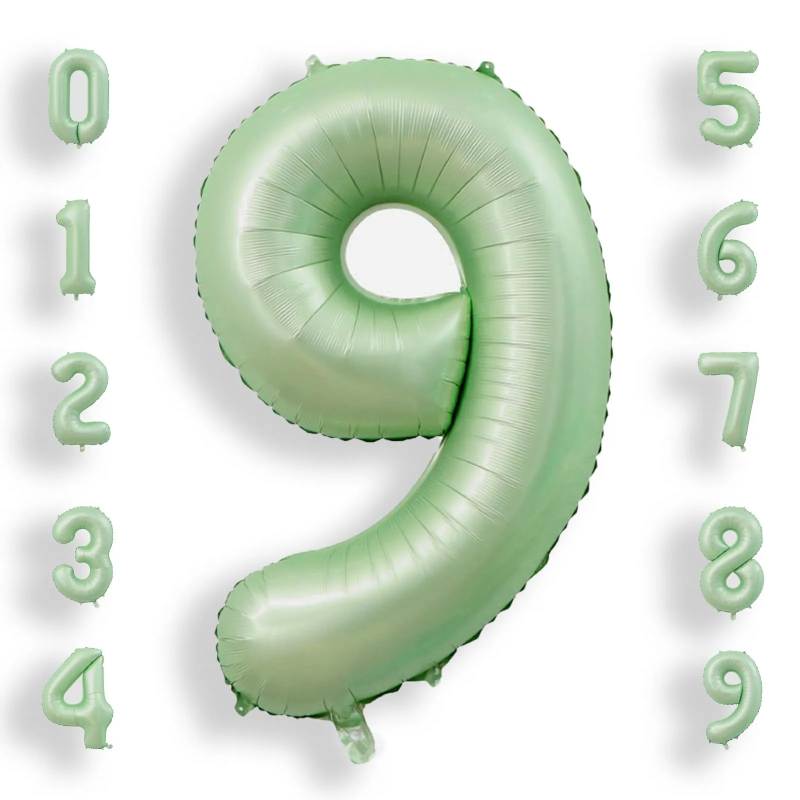 AULE Palloncino Numero 9 Verde Salvia, 101 cm - immagine 1