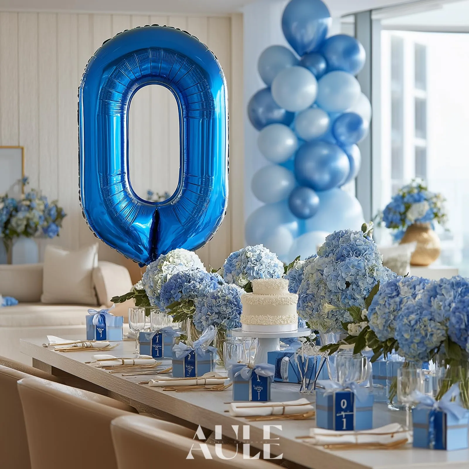 AULE Palloncino Numero 0 Blu 101 cm - immagine 2