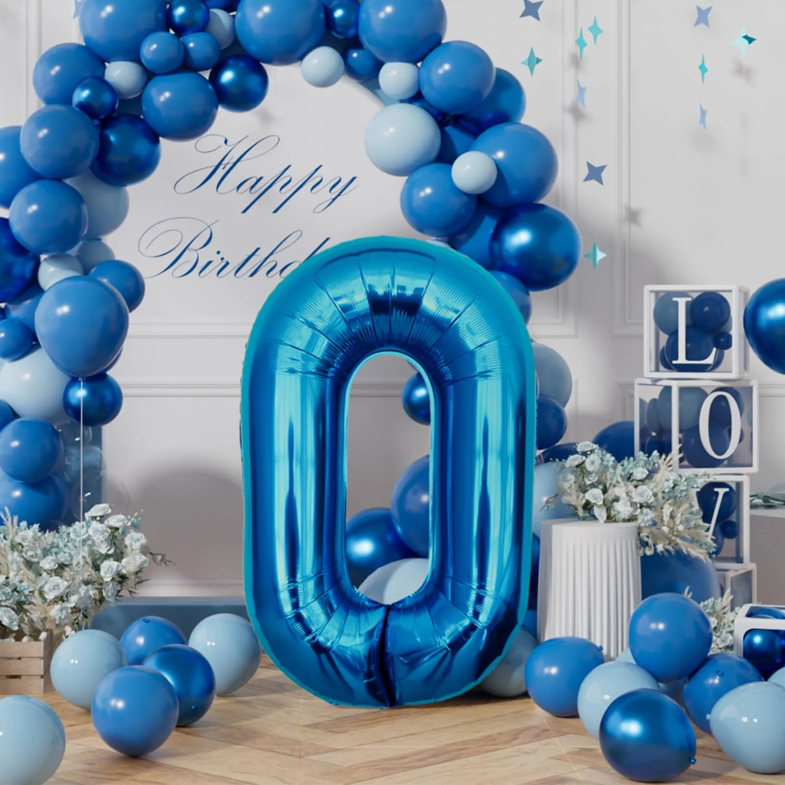 AULE Palloncino Numero 0 Blu 101 cm - immagine 3
