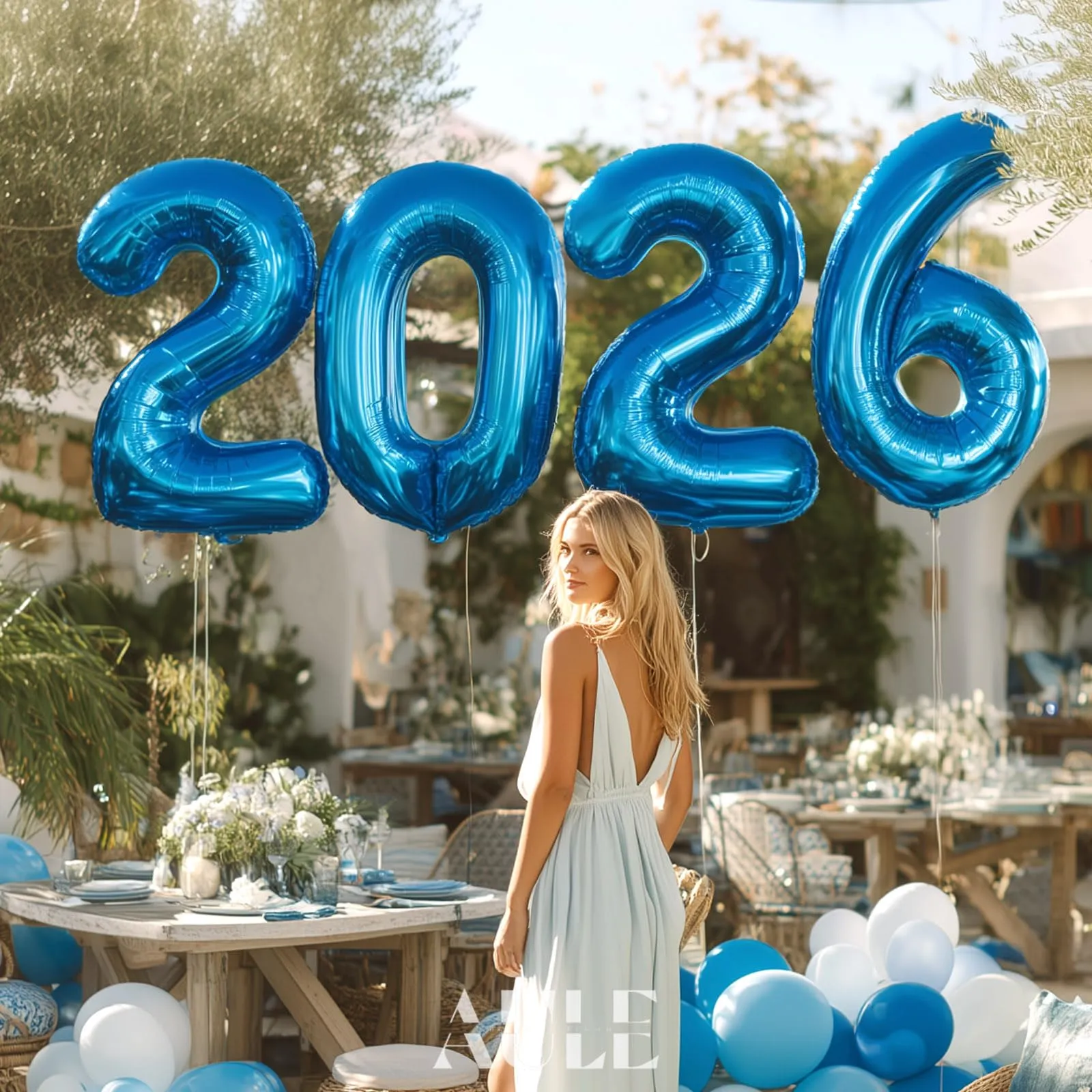 AULE Palloncino Numero 0 Blu 101 cm - immagine 4