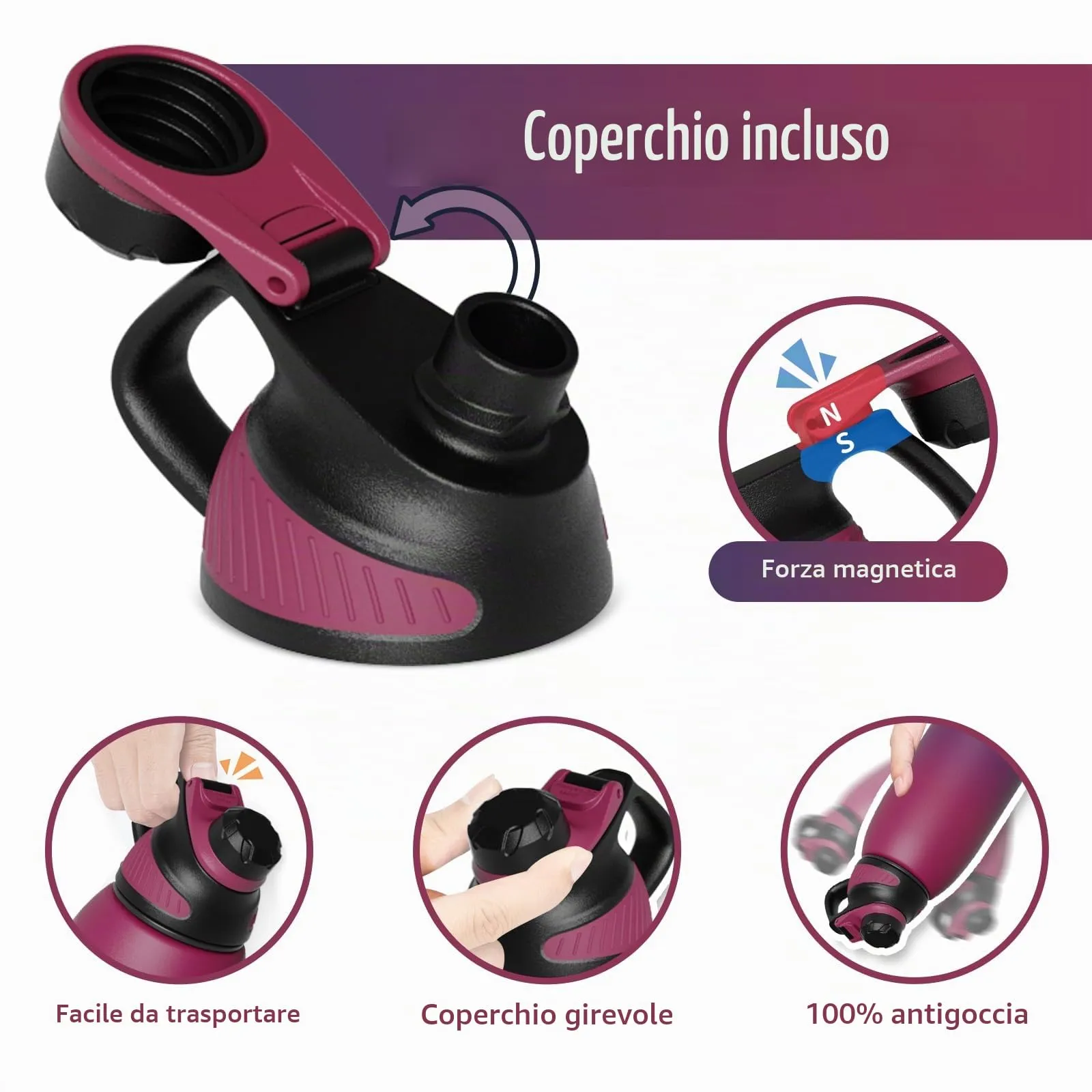 Fjbottle Borraccia Termica 1L Acciaio Inox con Tappo Magnetico - immagine 2