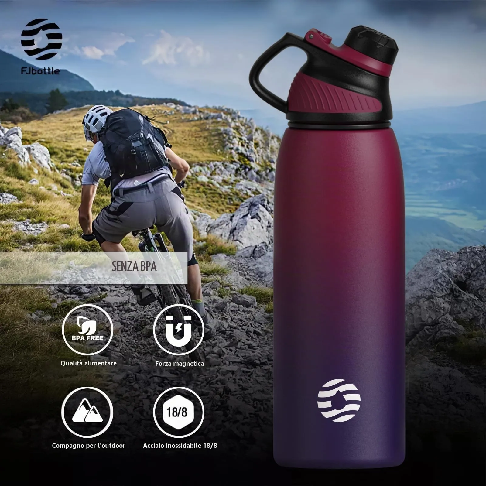 Fjbottle Borraccia Termica 1L Acciaio Inox con Tappo Magnetico - immagine 5