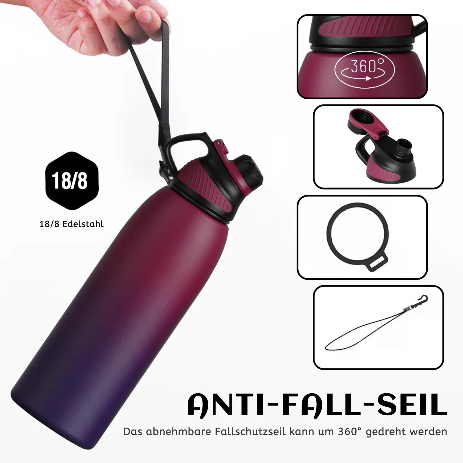 Fjbottle Borraccia Termica in Acciaio Inox 1500ml con Tappo Magnetico Outdoor - immagine 3