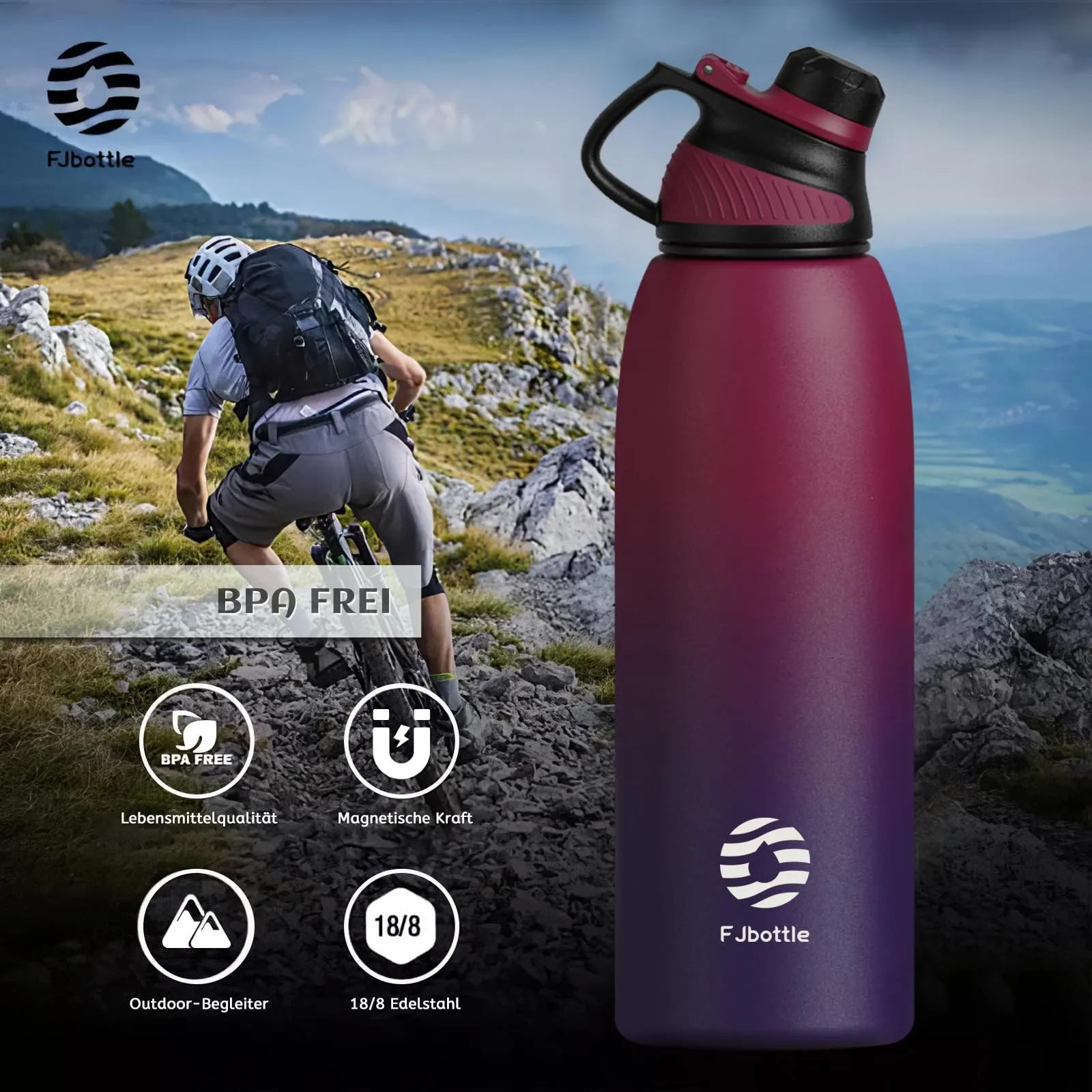 Fjbottle Borraccia Termica in Acciaio Inox 1500ml con Tappo Magnetico Outdoor - immagine 6