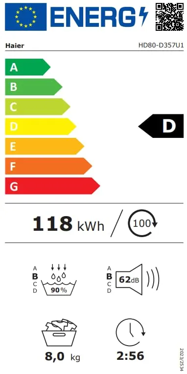 Haier X Serie 5 Asciugatrice a Pompa di Calore 8 kg Classe D Bianca - immagine 11