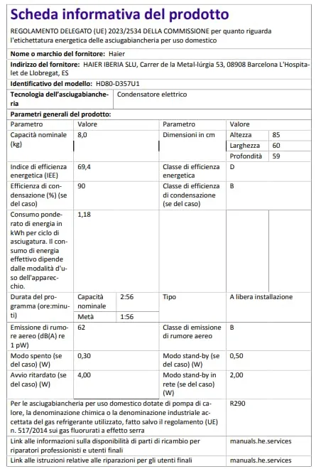Haier X Serie 5 Asciugatrice a Pompa di Calore 8 kg Classe D Bianca - immagine 12