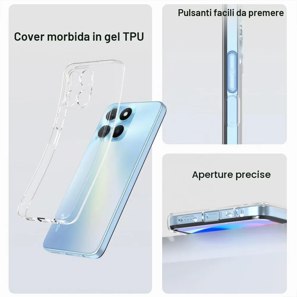 Captor Cover for Honor X6A / X6B, Transparent Soft Silicone Case, Anti-Scratch and Anti-Yellowing - immagine 5