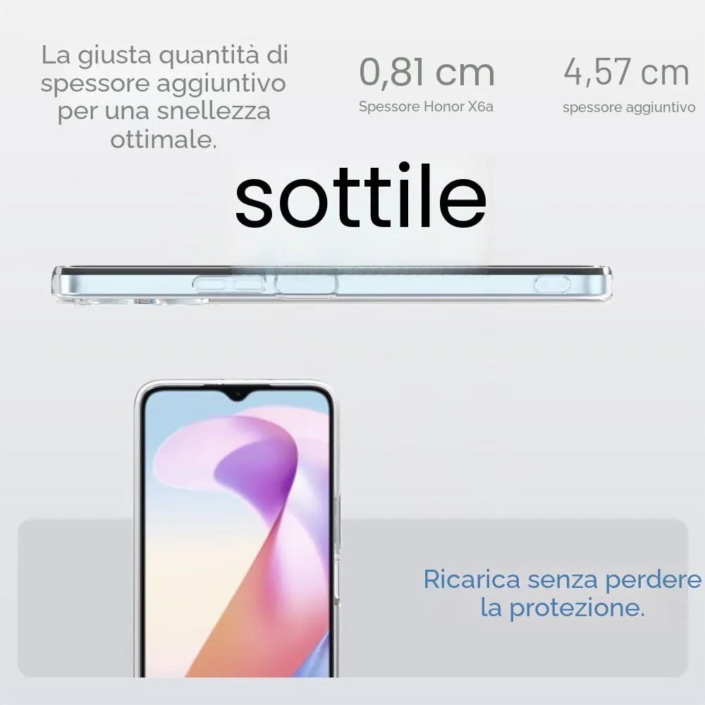 Captor Cover for Honor X6A / X6B, Transparent Soft Silicone Case, Anti-Scratch and Anti-Yellowing - immagine 7