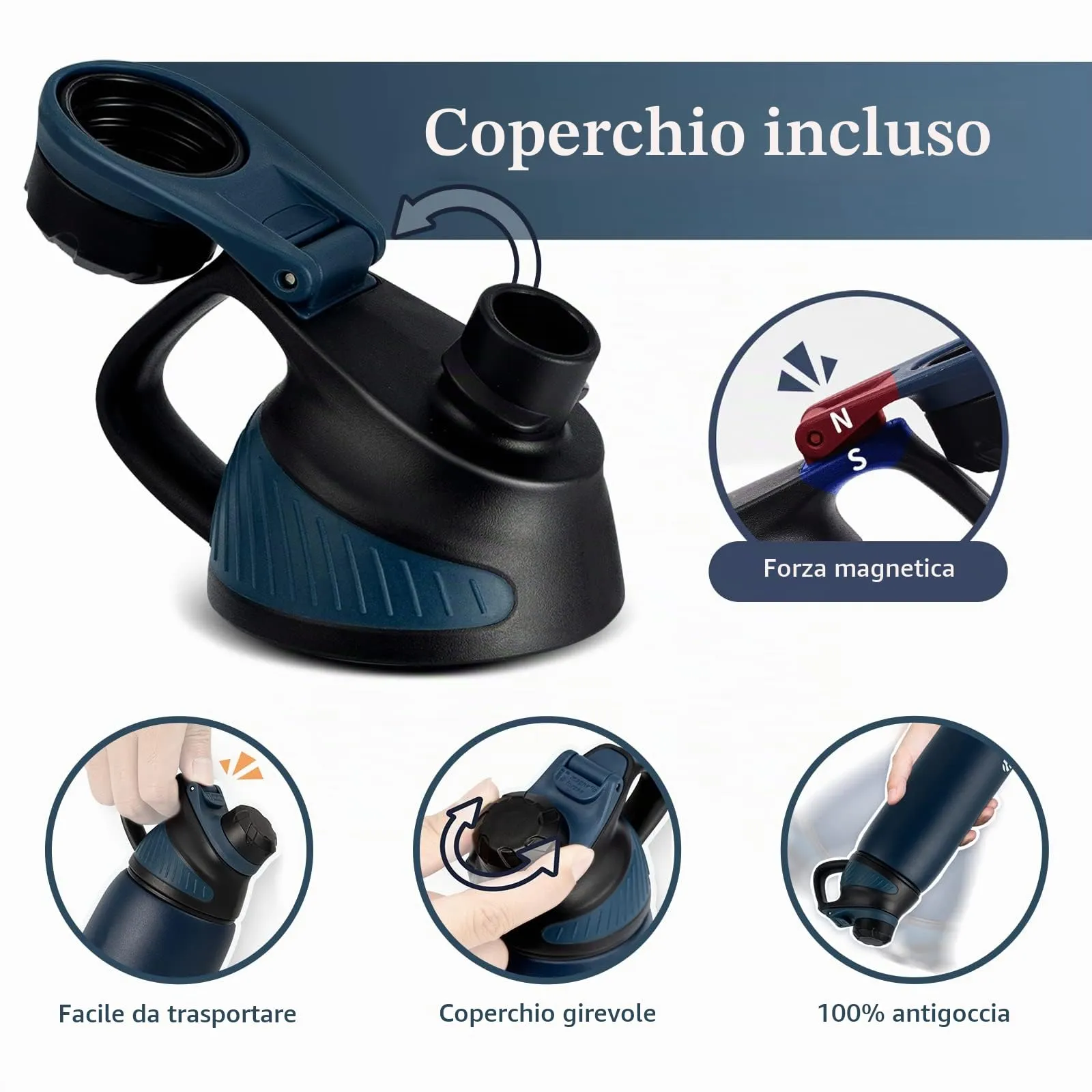 Fjbottle Borraccia Termica in Acciaio Inox con Tappo Magnetico, 1500ml - immagine 2